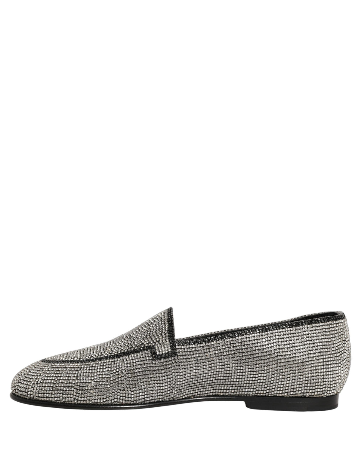 Dolce & Gabbana Silver Crystal Embellished Men Loafers Shoes