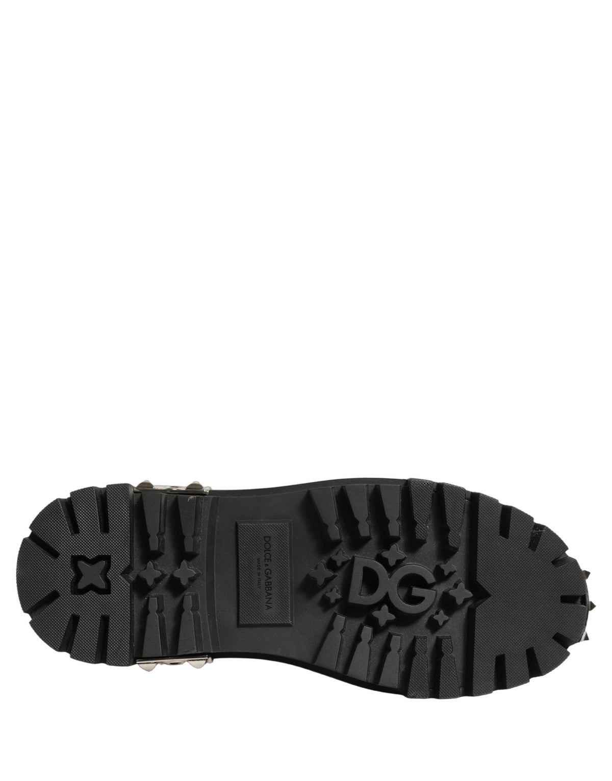 Dolce & Gabbana Black Leather Studded Hi-Trekking Derby Shoes