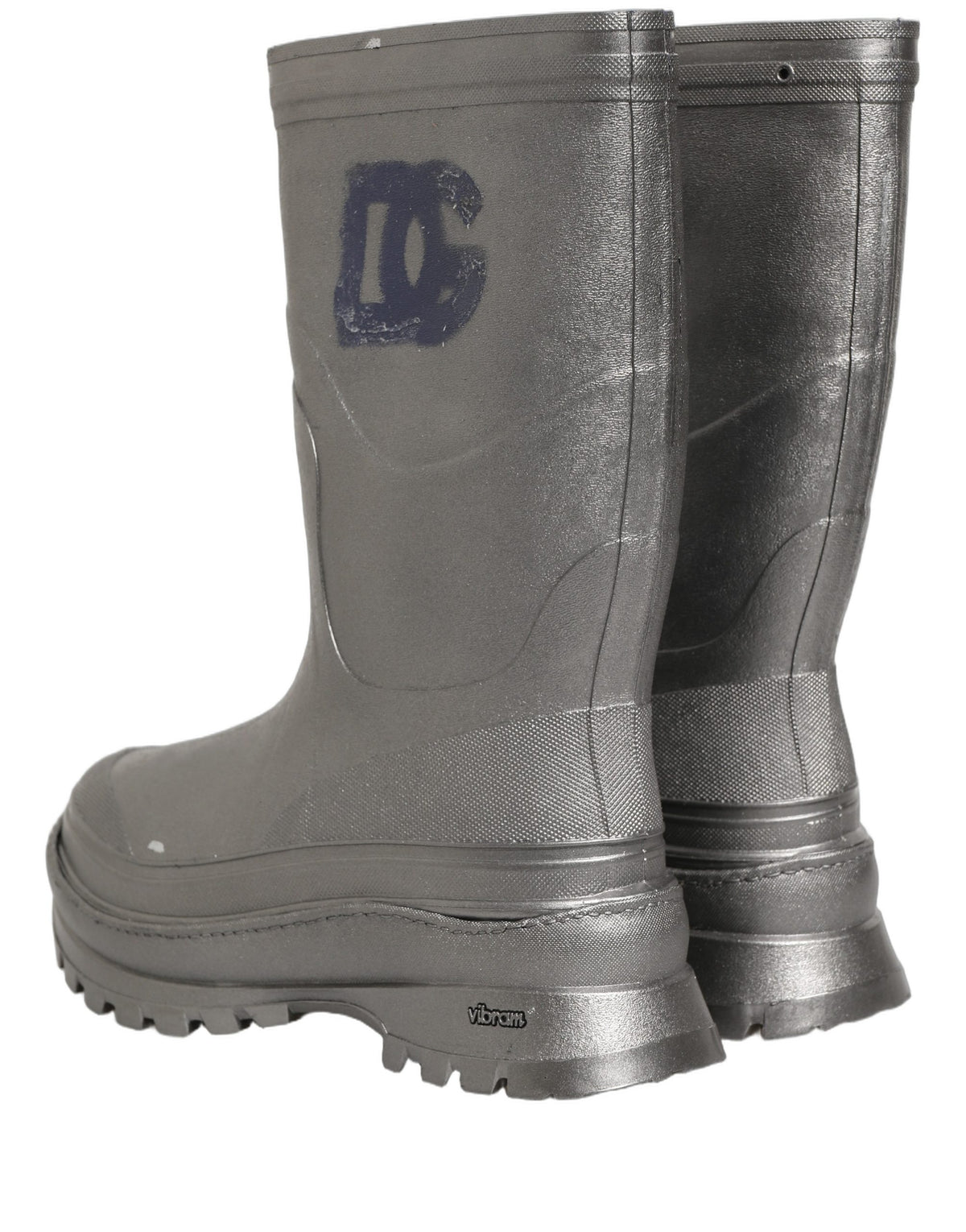 Dolce & Gabbana Metallic Silver Pull On Rain Boots Men Shoes