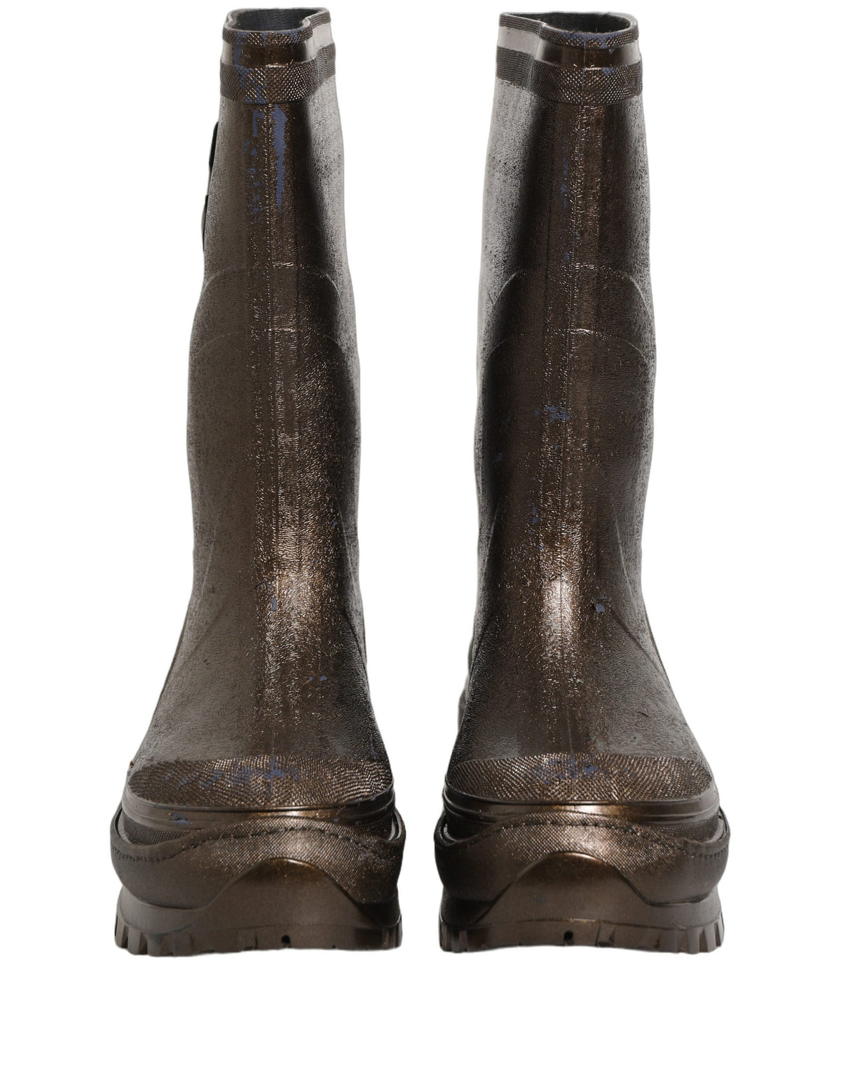 Dolce & Gabbana Bronze PVC Pull On Rain Boots Men Shoes