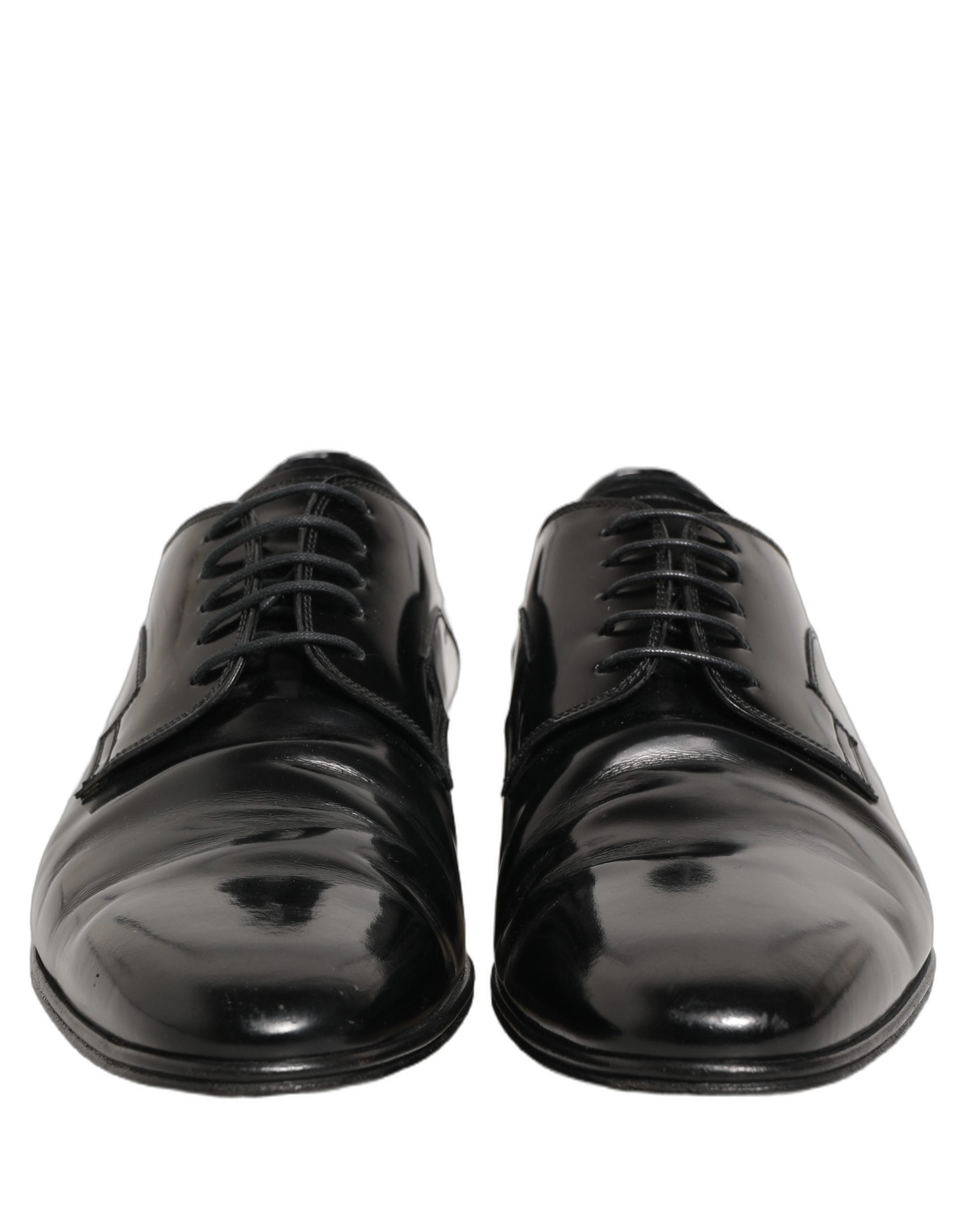 Dolce & Gabbana Black Leather Men Derby Dress Formal Shoes
