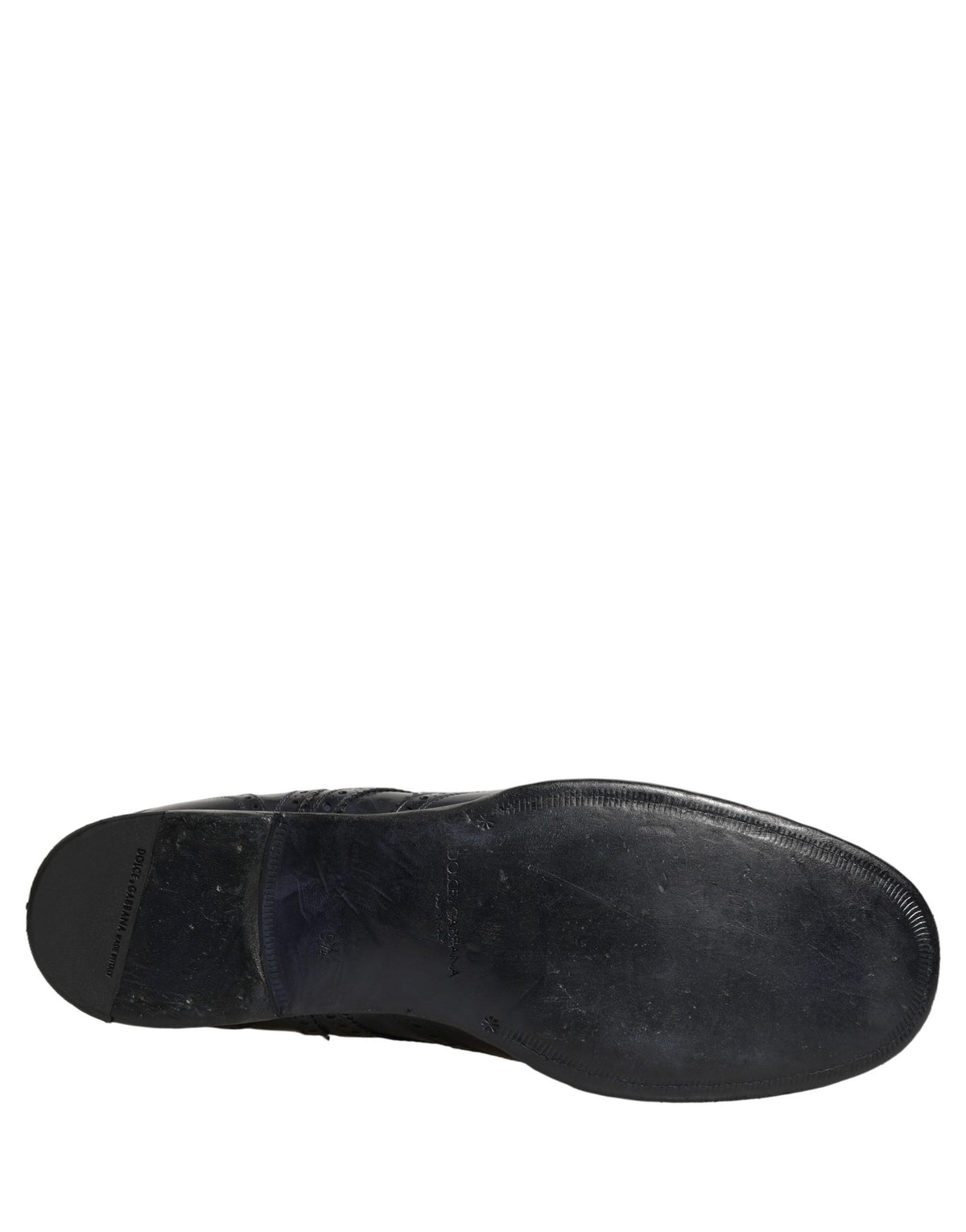 Dolce & Gabbana Blue Leather Derby Wingtip Formal Shoes