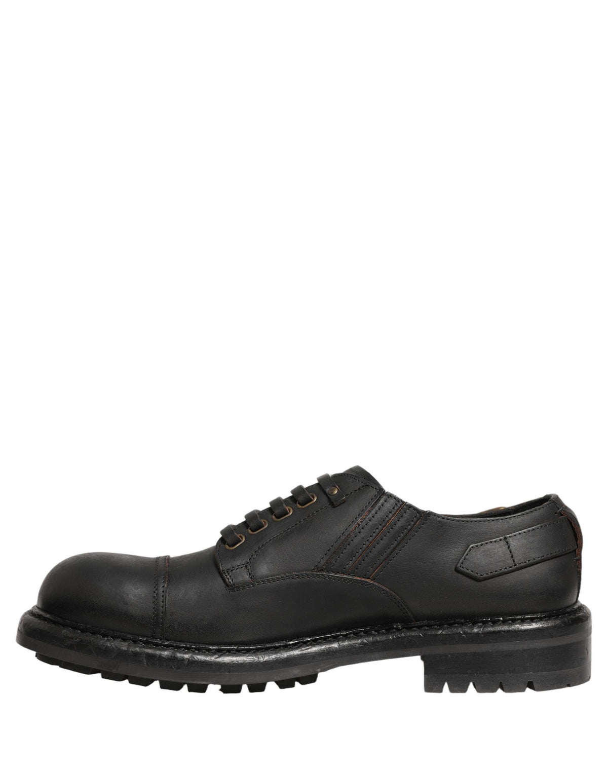 Dolce & Gabbana Dress Black Leather Lace Up Derby Men Shoes
