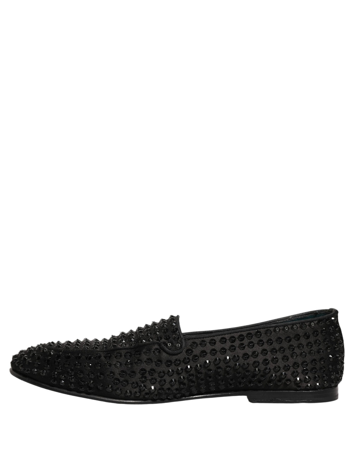 Dolce & Gabbana Black Rhinestone Embellished Loafers Shoes
