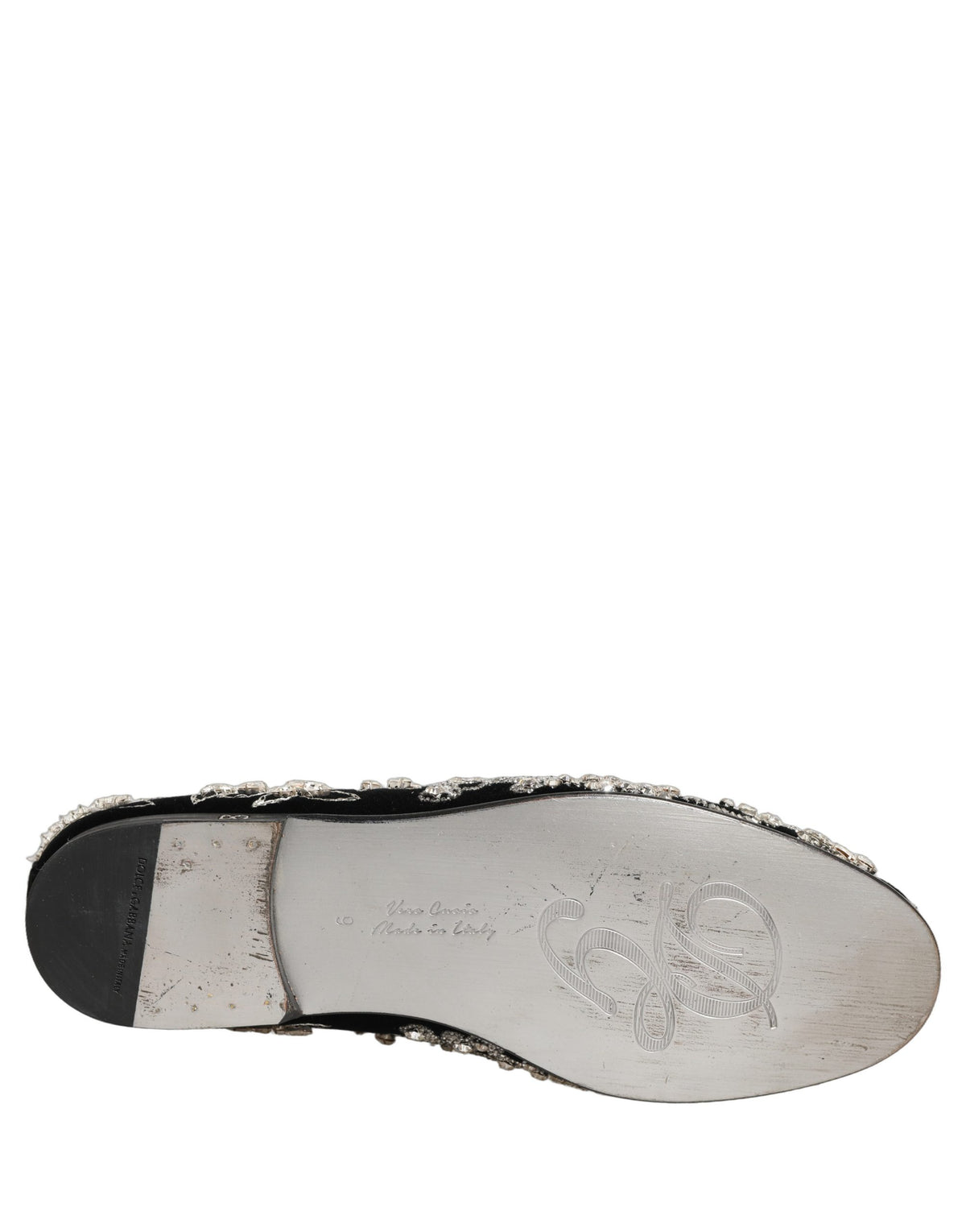 Dolce & Gabbana Black Velvet Embellished Dress Loafers Shoes