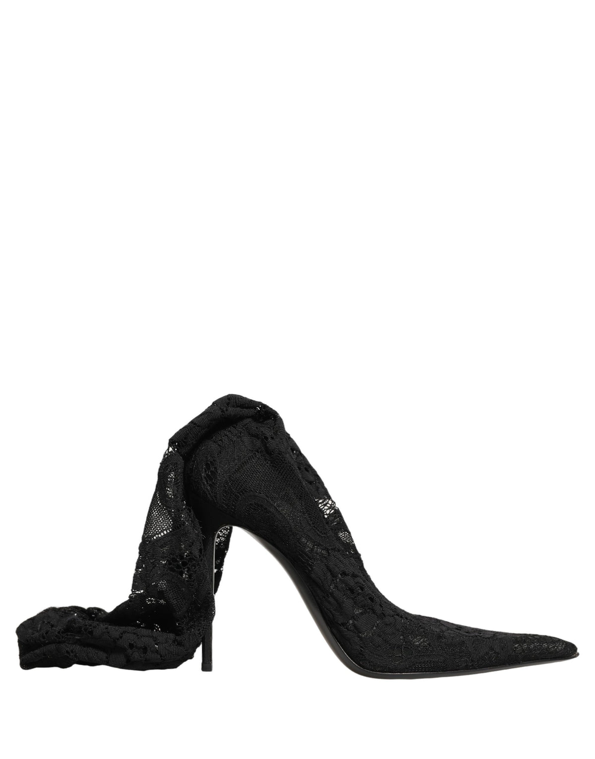 Dolce & Gabbana Black Taormina Lace Socks Boots Pumps Shoes