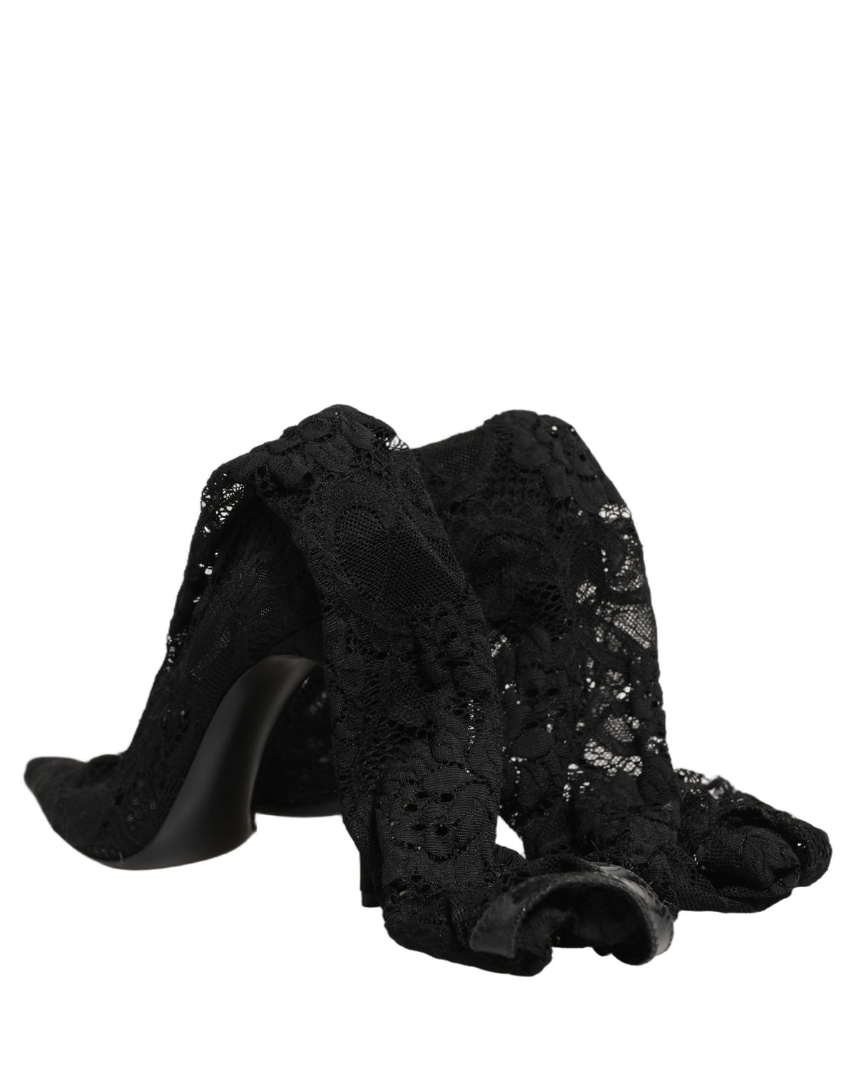Dolce & Gabbana Black Taormina Lace Socks Boots Pumps Shoes