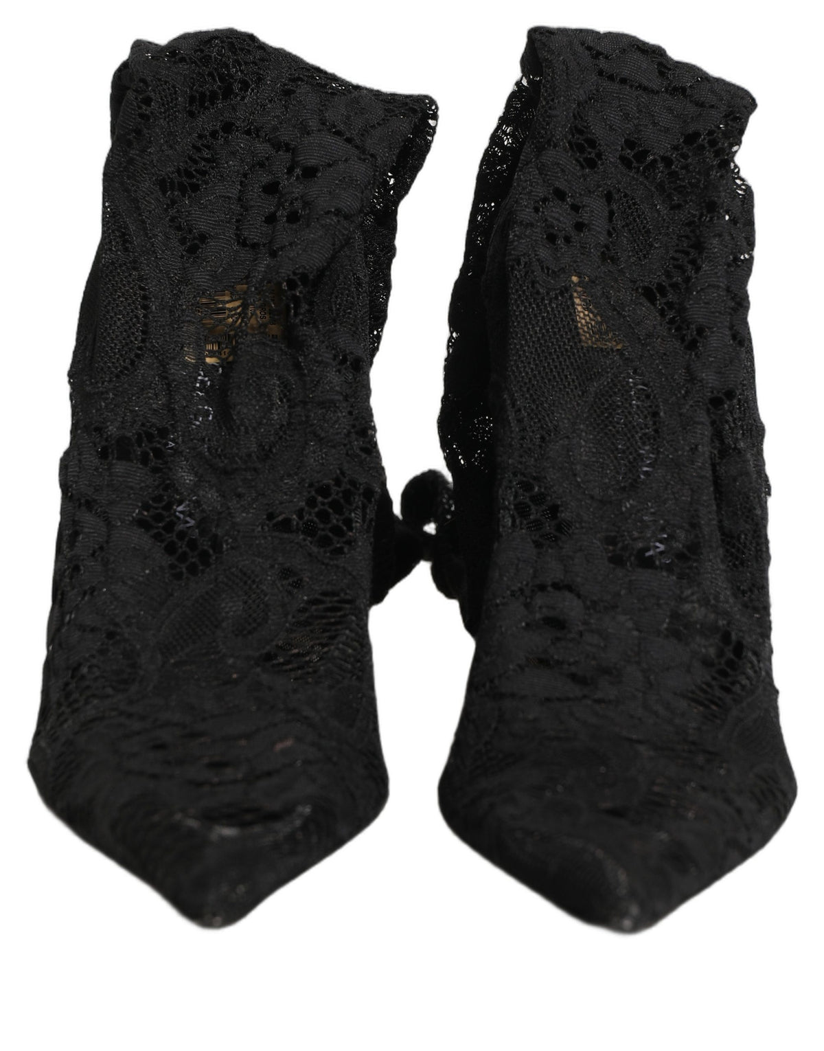 Dolce & Gabbana Black Taormina Lace Socks Boots Pumps Shoes