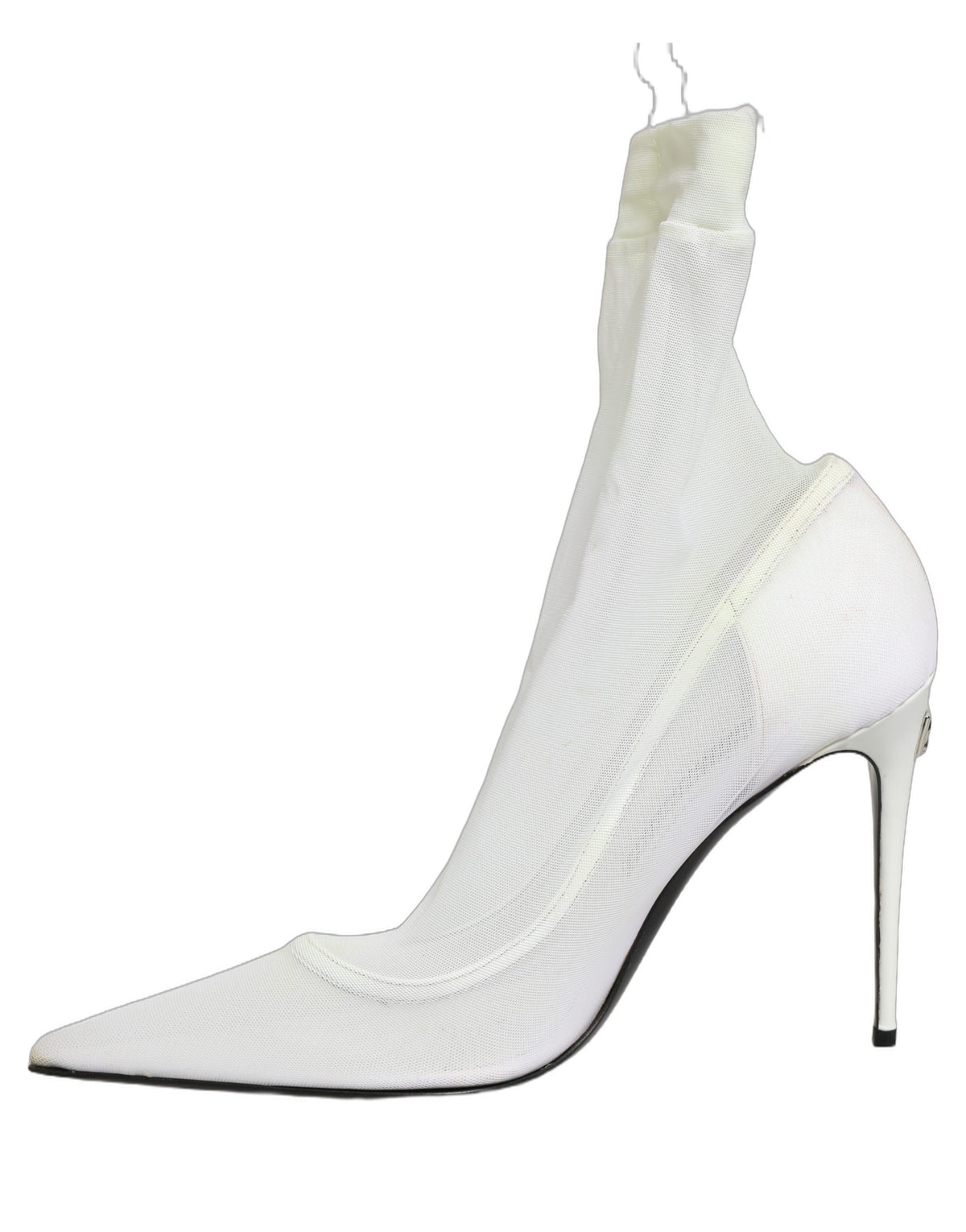 Dolce & Gabbana White Tulle Stretch Mesh Sock Boots Shoes