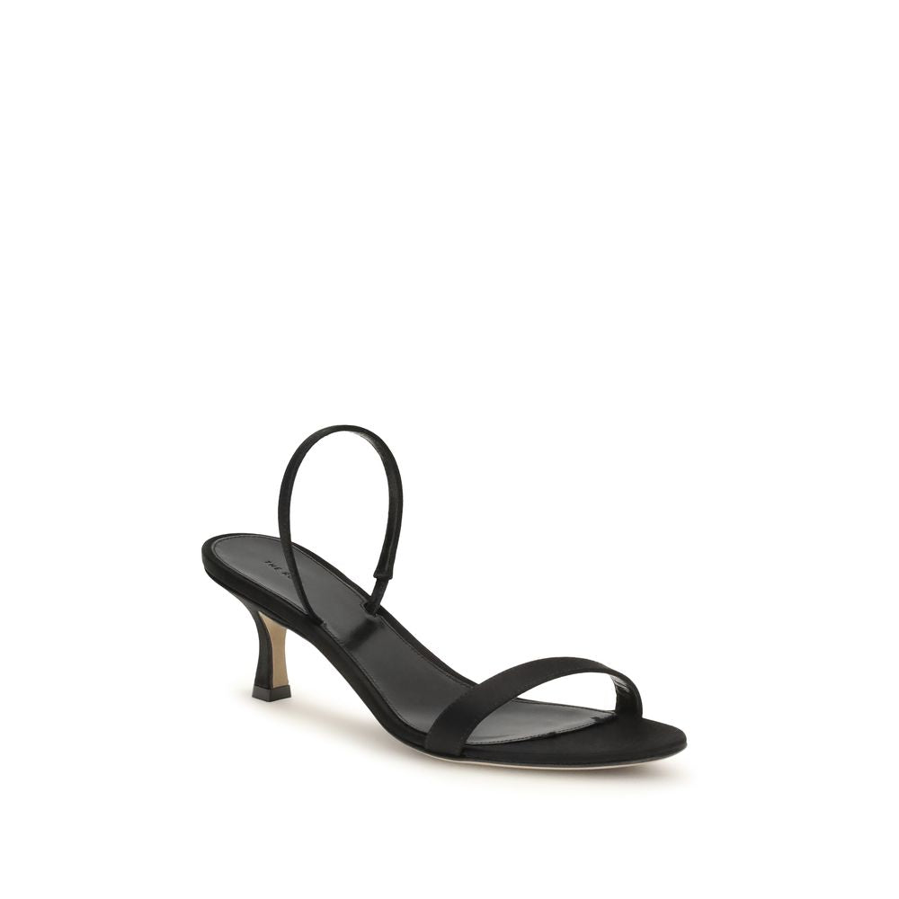 The Row Black Calf Leather Bos Taurus Stiletto Heel Sandals