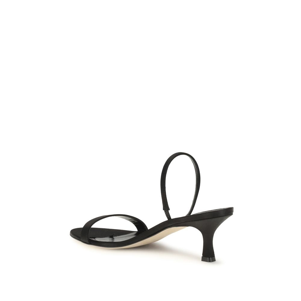 The Row Black Calf Leather Bos Taurus Stiletto Heel Sandals