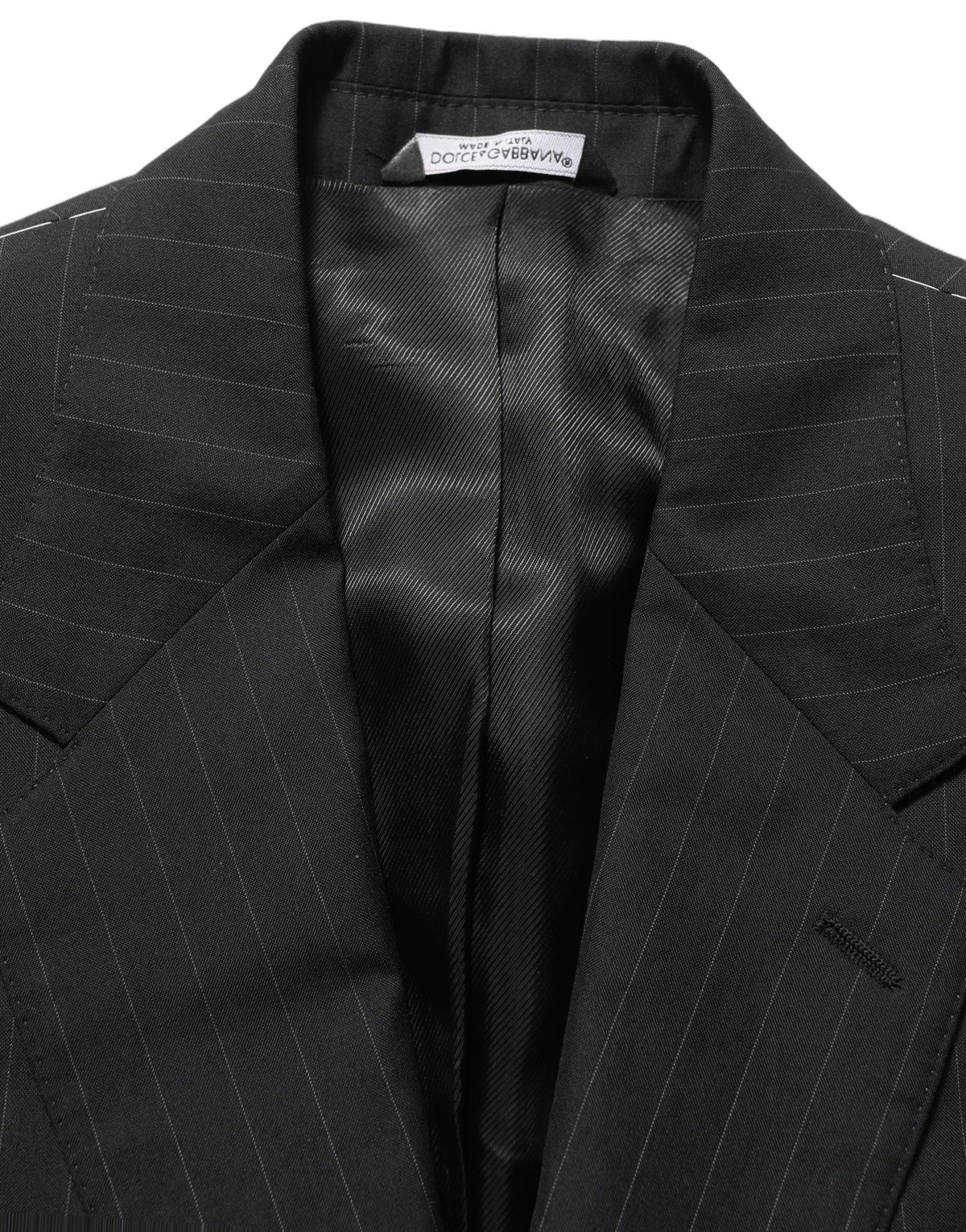 Dolce & Gabbana Dark Gray Stripes Wool Single Breasted Blazer