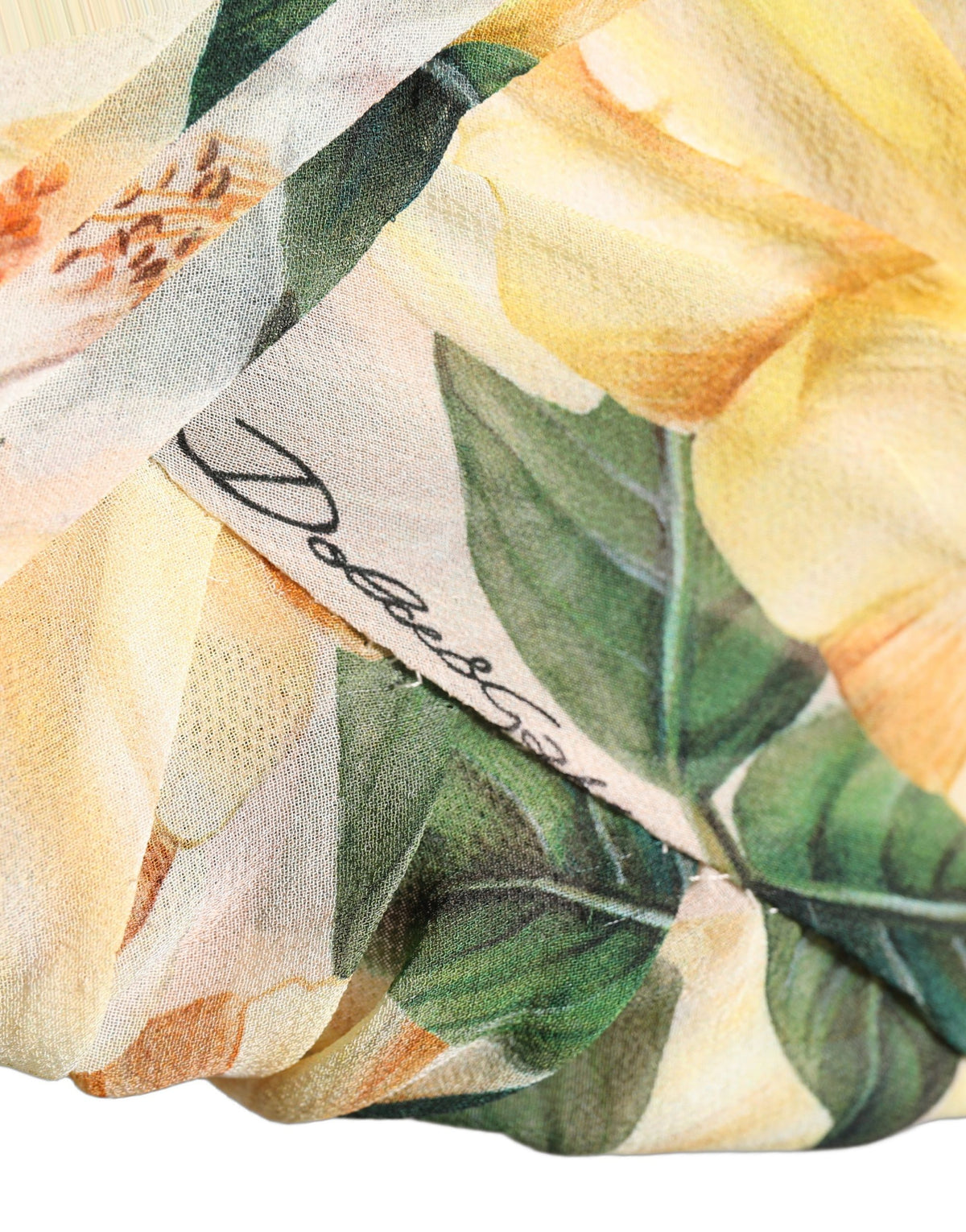 Dolce & Gabbana Yellow Floral Print Silk Pleated Maxi Dress