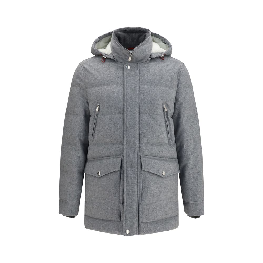 Brunello Cucinelli Gray Cashmere Full-Length Jacket