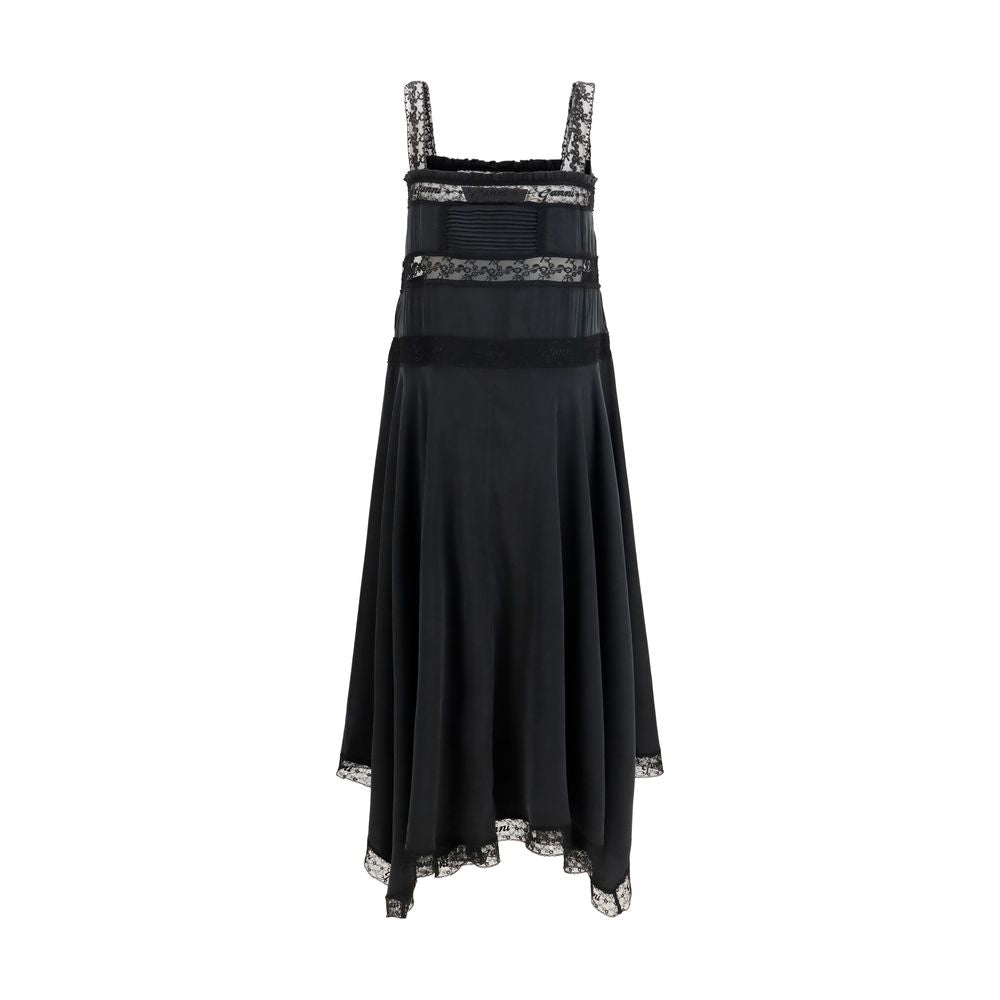 Ganni Black Silk Cocktail Dress