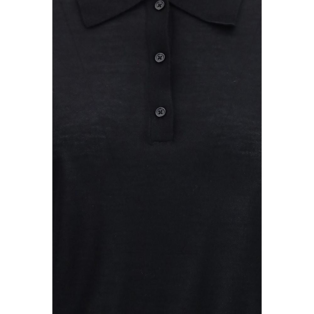 Loulou De Saison Black Cashmere Polo Shirt