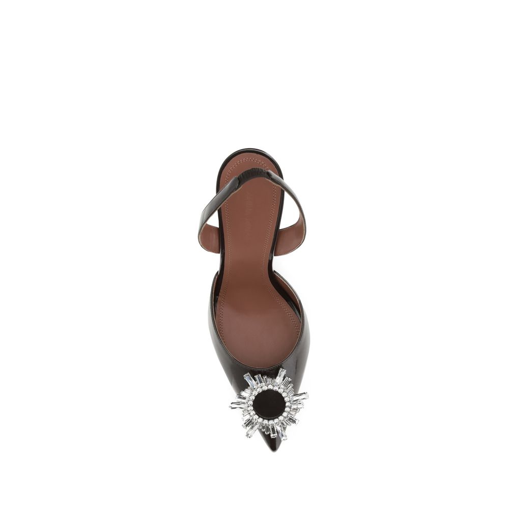 Amina Muaddi Brown Calf Leather Bos Taurus High Heel Pumps