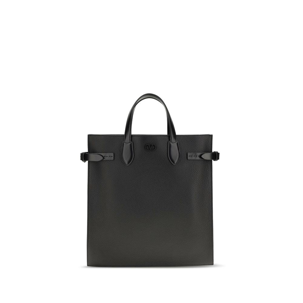 Valentino Garavani Black Calf Leather Bos Taurus Shoulder Bag