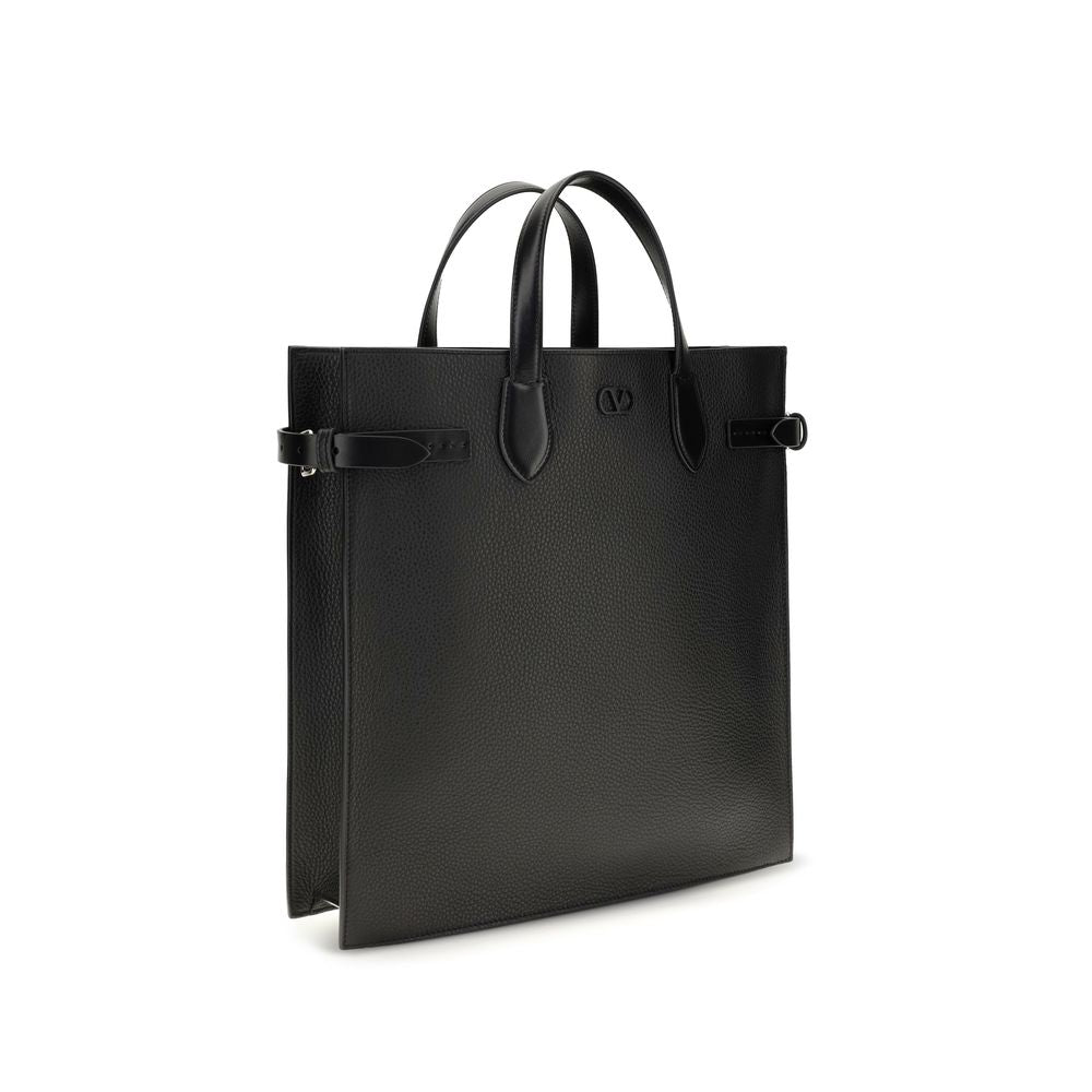 Valentino Garavani Black Calf Leather Bos Taurus Shoulder Bag