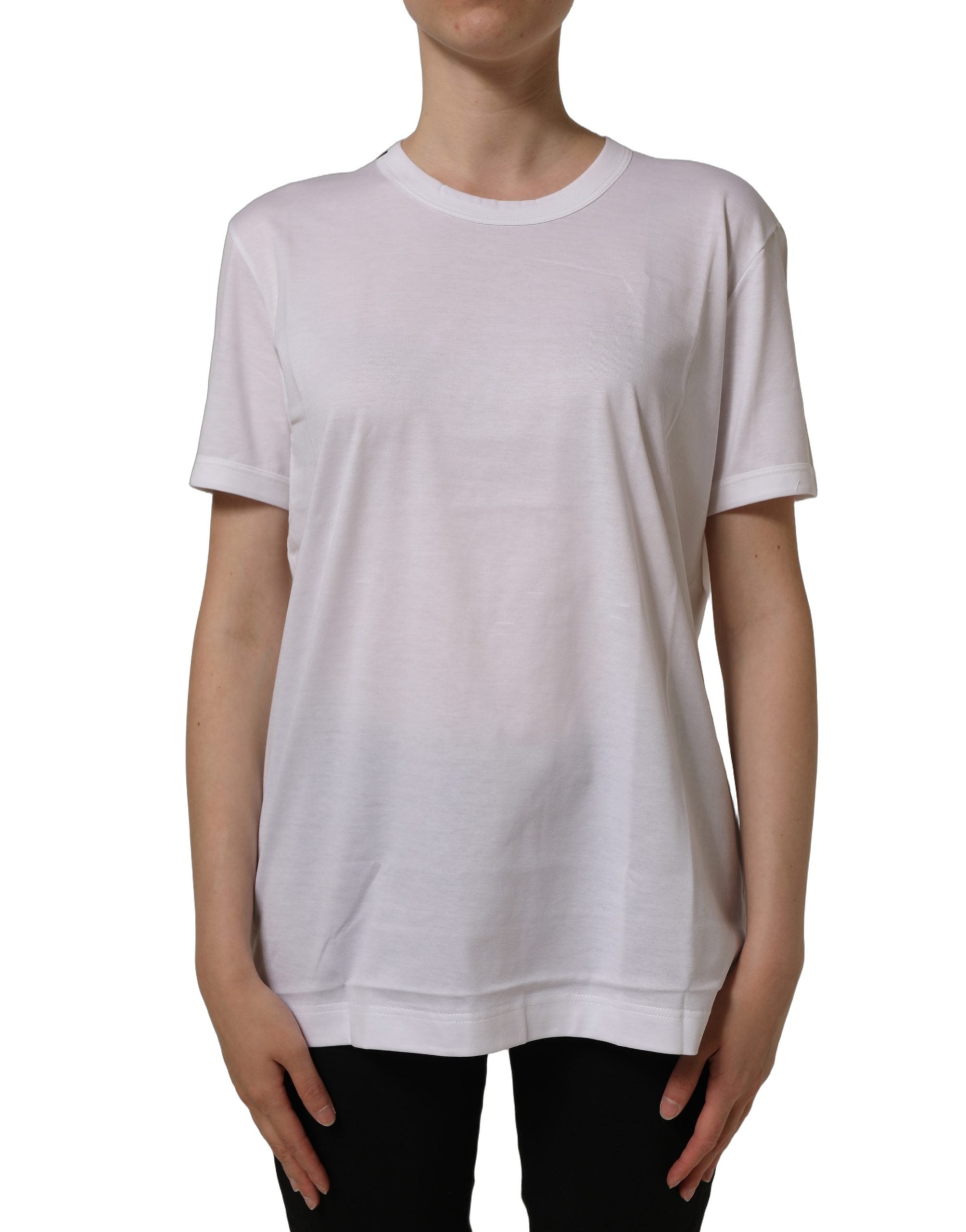 Dolce & Gabbana White Cotton Crew Neck Short Sleeves T-shirt