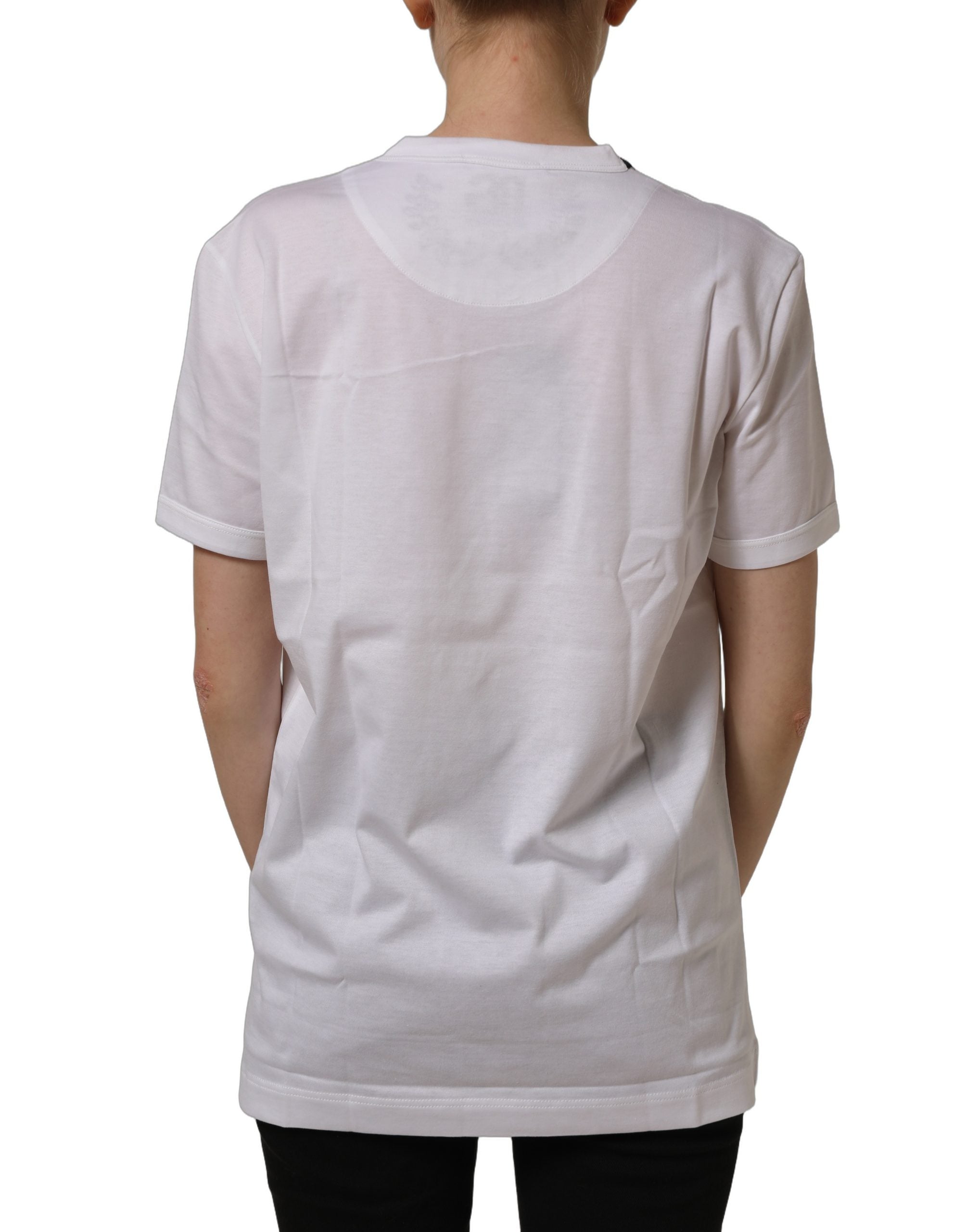 Dolce & Gabbana White Cotton Crew Neck Short Sleeves T-shirt