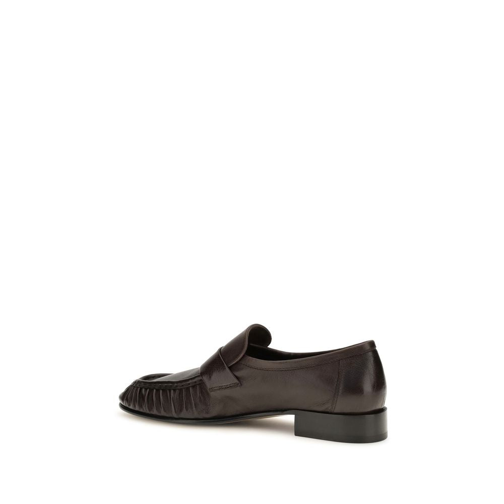 The Row Brown Calf Leather Bos Taurus Slip-On Loafers