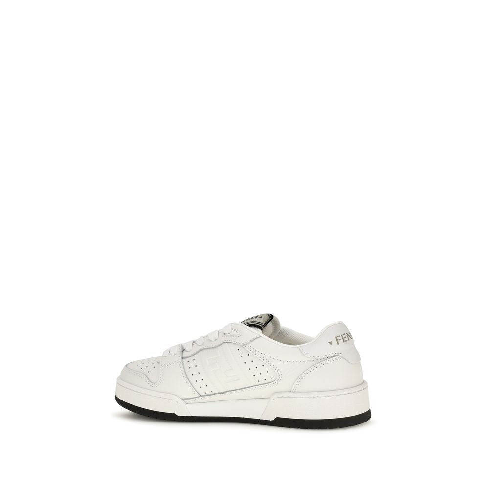 Fendi White Calf Leather Bos Taurus Athletic Sneakers
