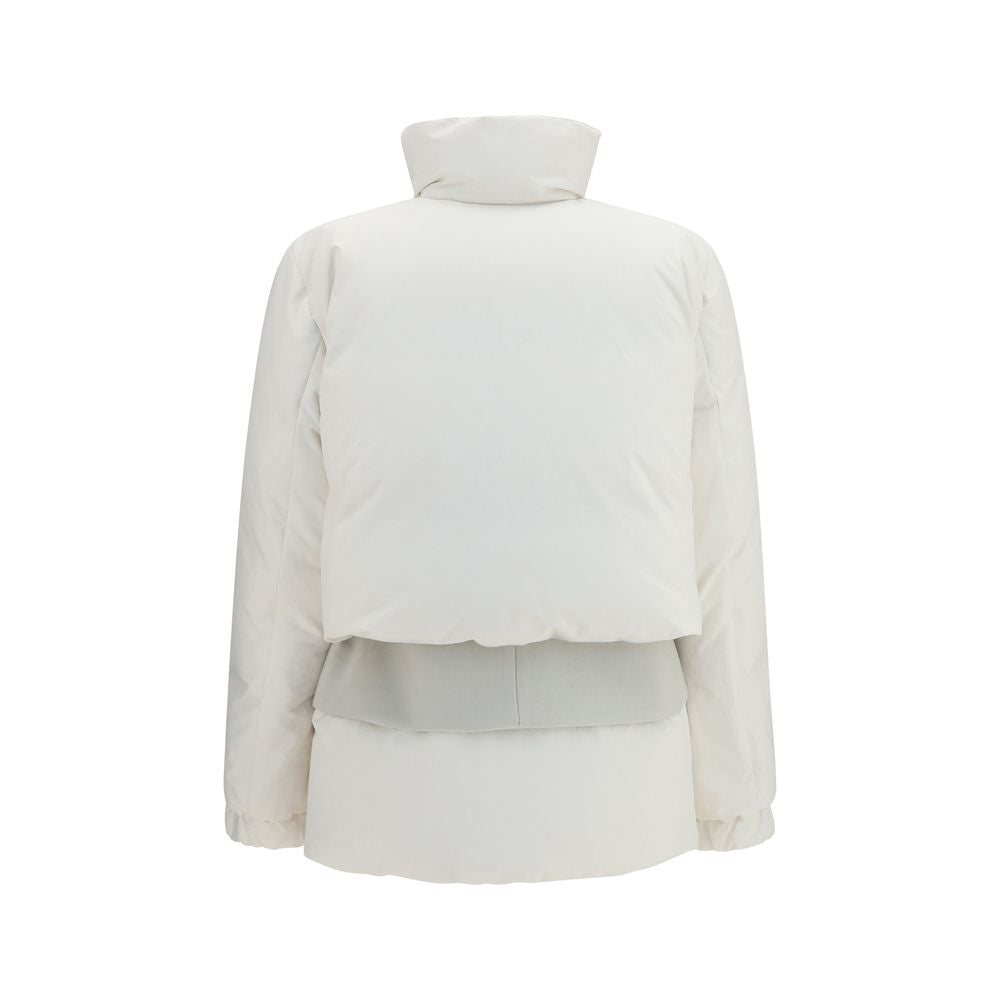 Sacai White Polyester Full-Length Jacket