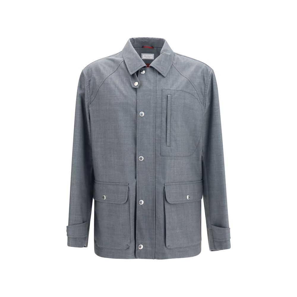 Brunello Cucinelli Gray Wool Oves Aries Full-Length Jacket