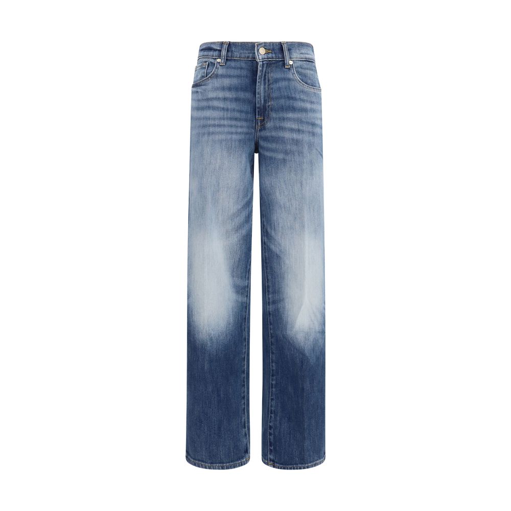 7FOR Blue Cotton Straight-Leg Jeans