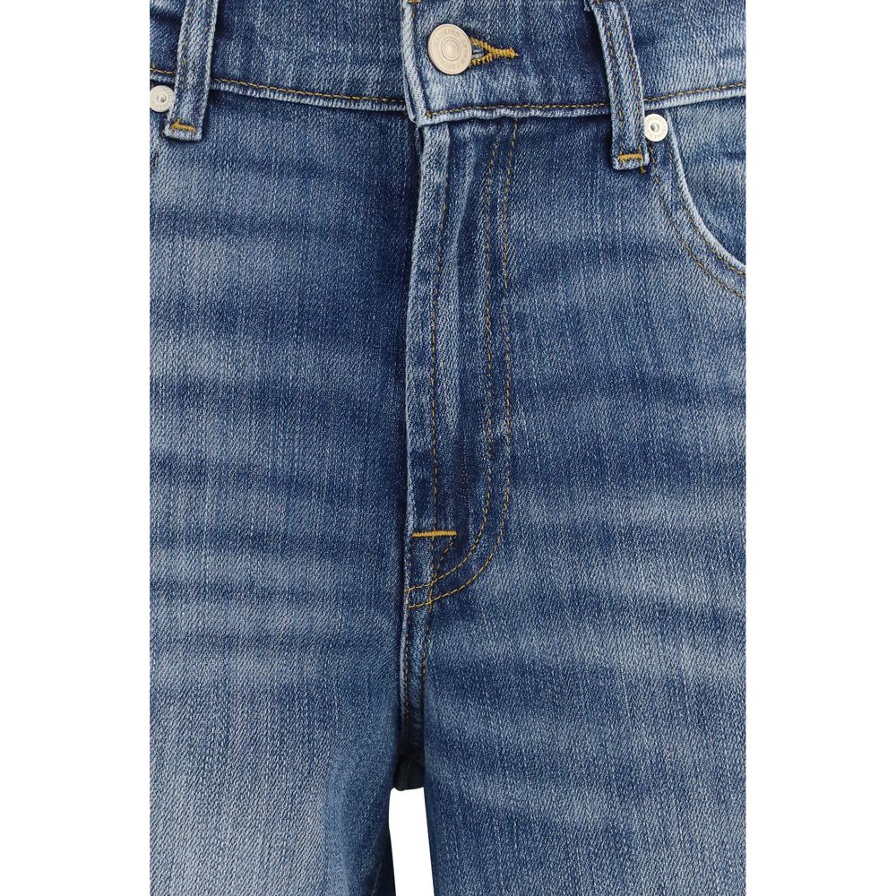7FOR Blue Cotton Straight-Leg Jeans