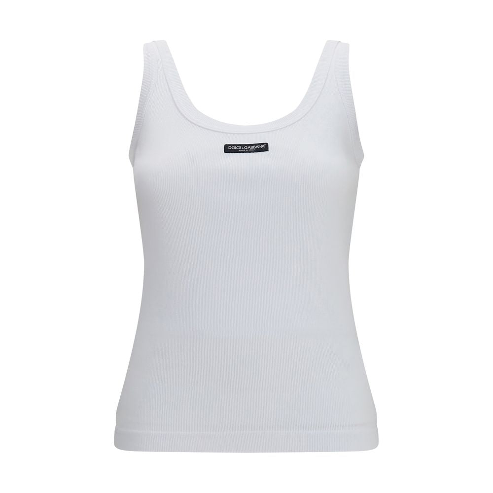 Dolce & Gabbana White Cotton Tank Tops