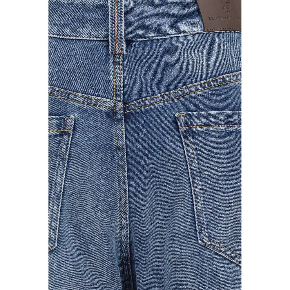 Brunello Cucinelli Blue Cotton Relaxed Fit Jeans