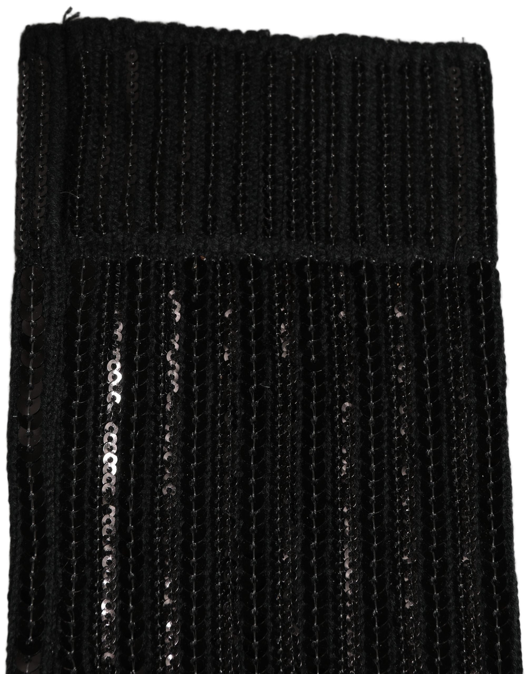 Dolce & Gabbana Black Sequin Cotton Knit Mid Calf Accessory Socks