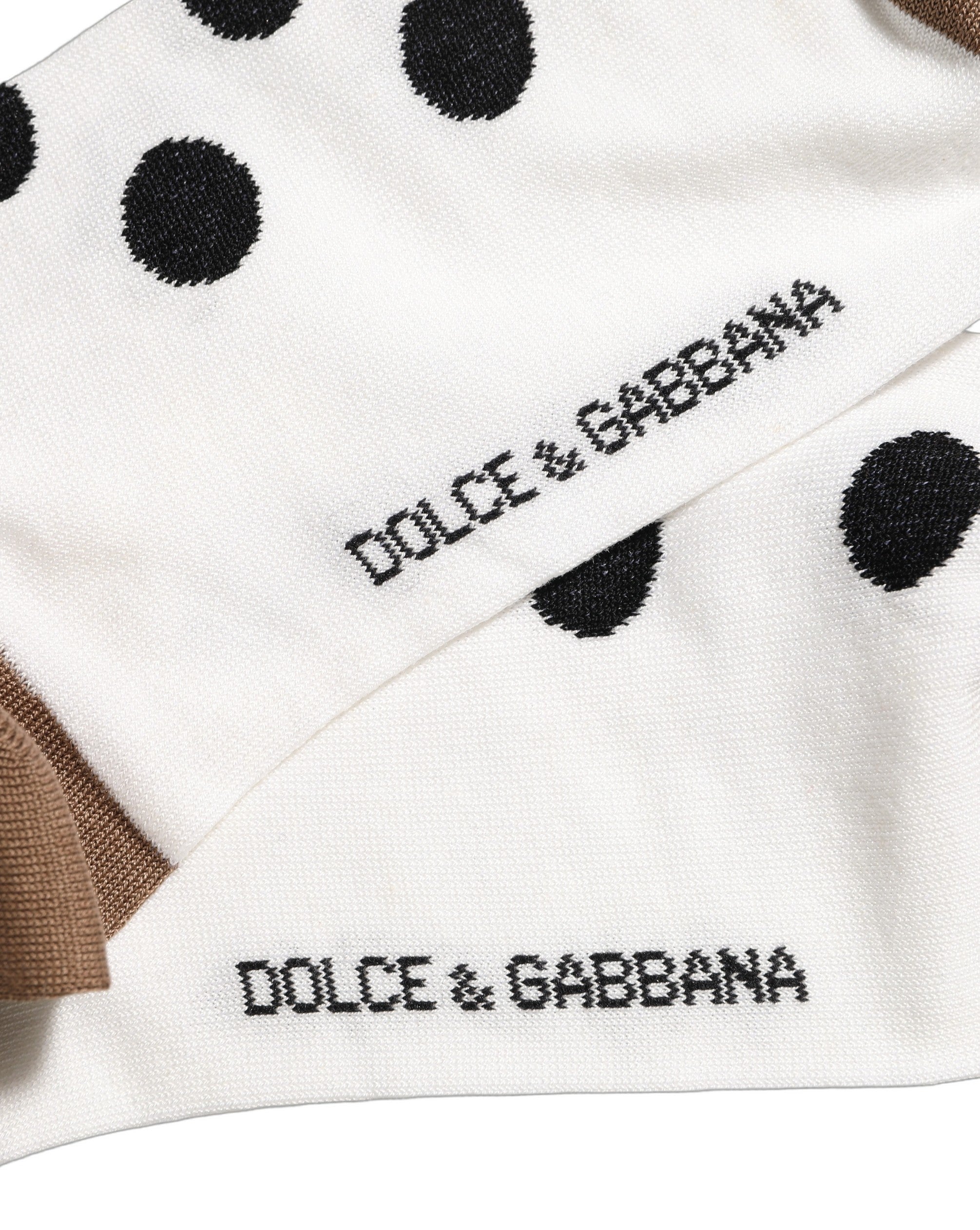 Dolce & Gabbana White Polka Dot Over The Calf Accessory Socks
