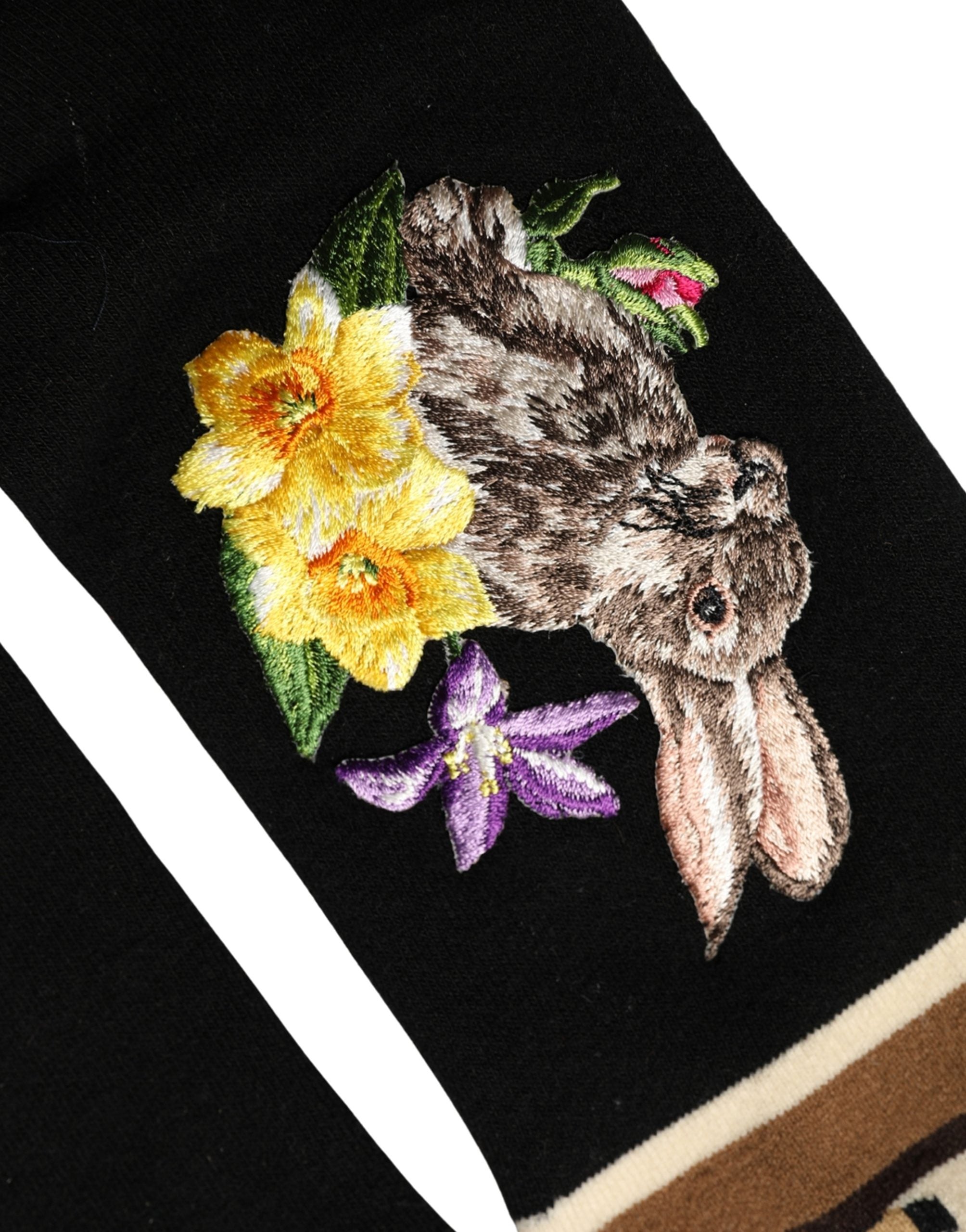 Dolce & Gabbana Black Rabbit Floral Wool Mid Calf Accessory Socks