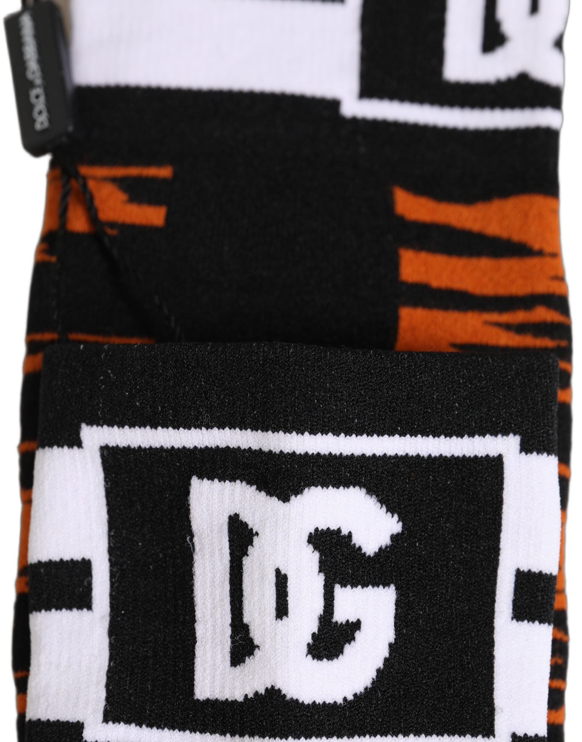 Dolce & Gabbana Orange Black Tiger Stripe Knee High Accessory Socks