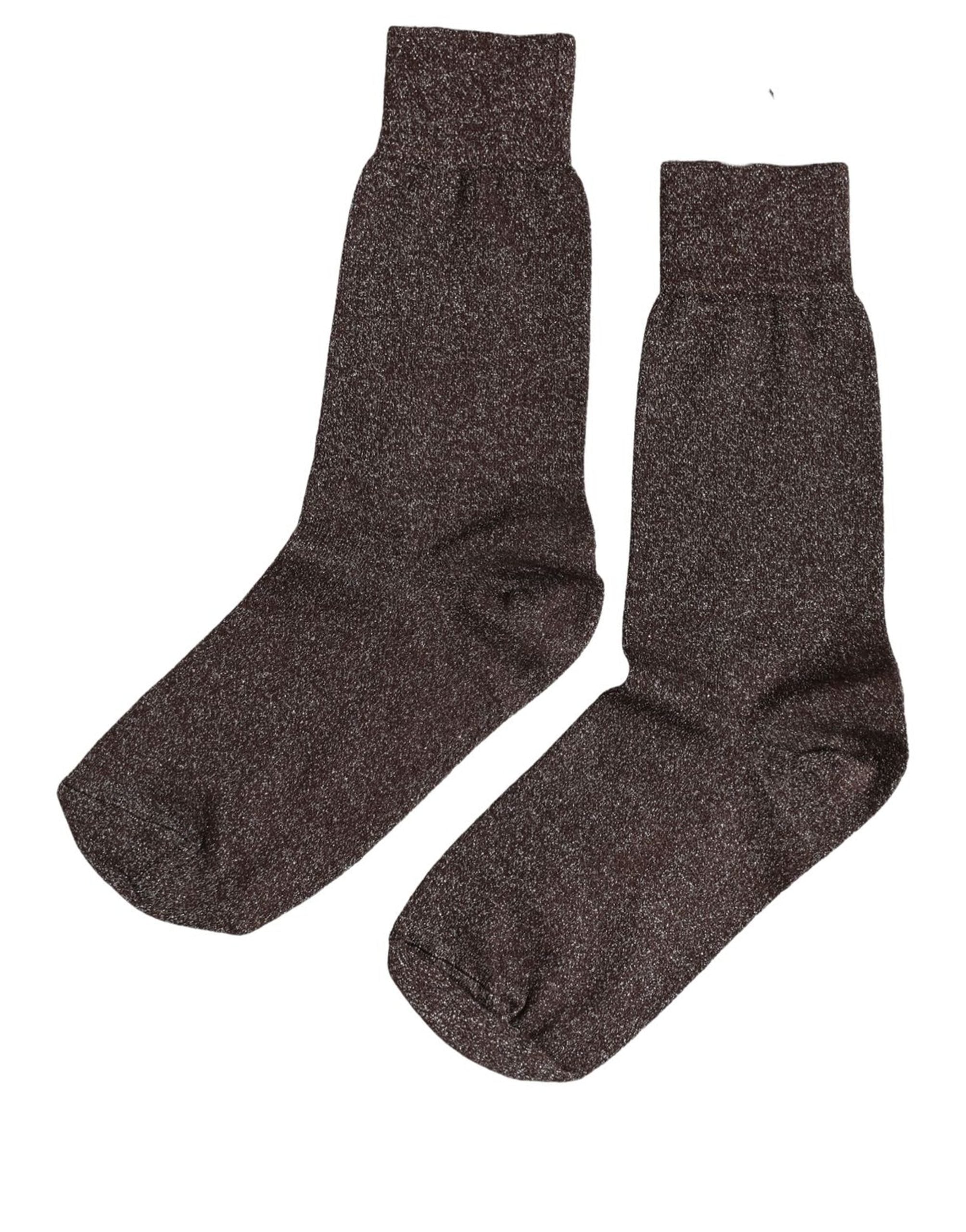 Dolce & Gabbana Dark Brown Viscose Mid Calf Accessory Socks