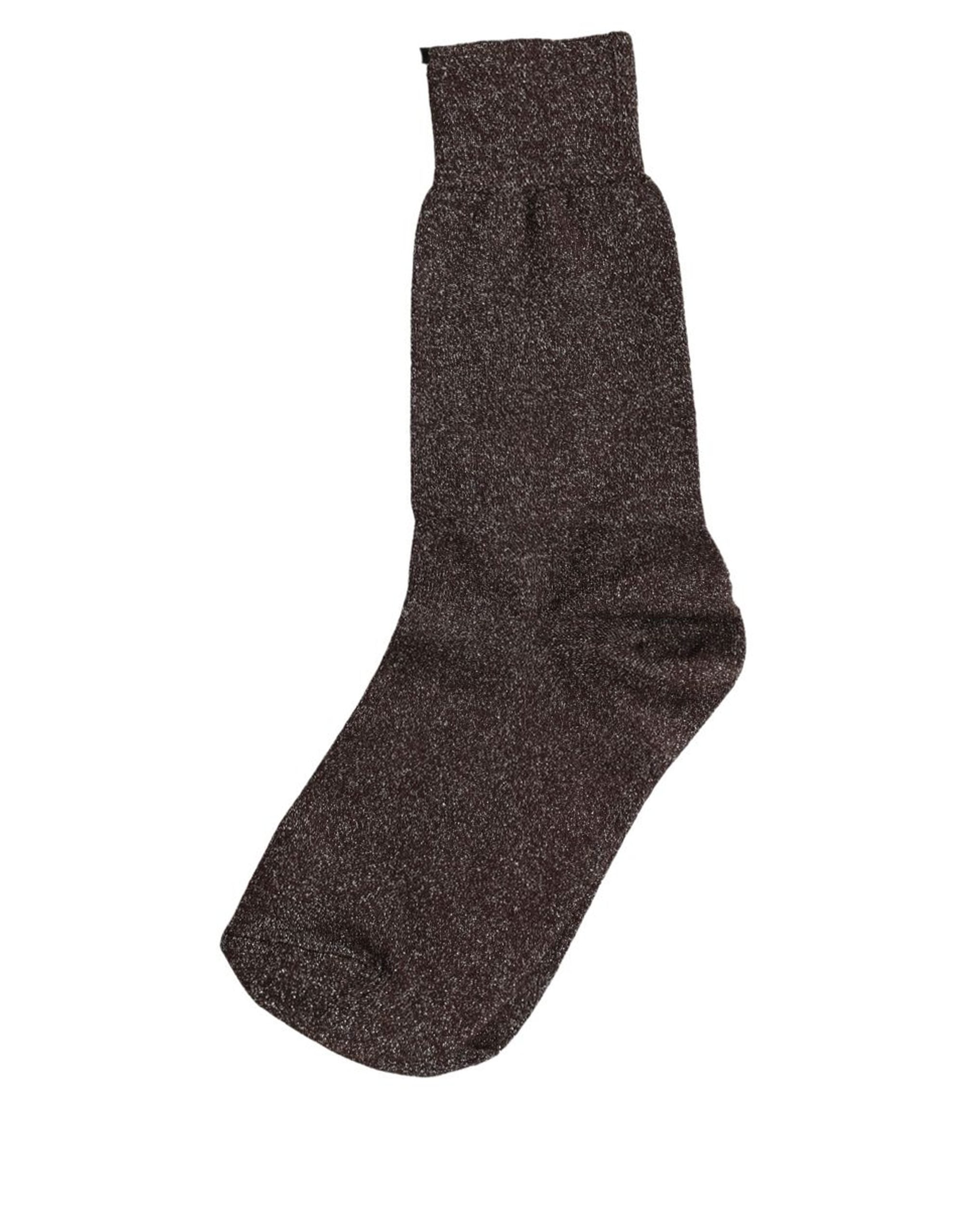 Dolce & Gabbana Dark Brown Viscose Mid Calf Accessory Socks