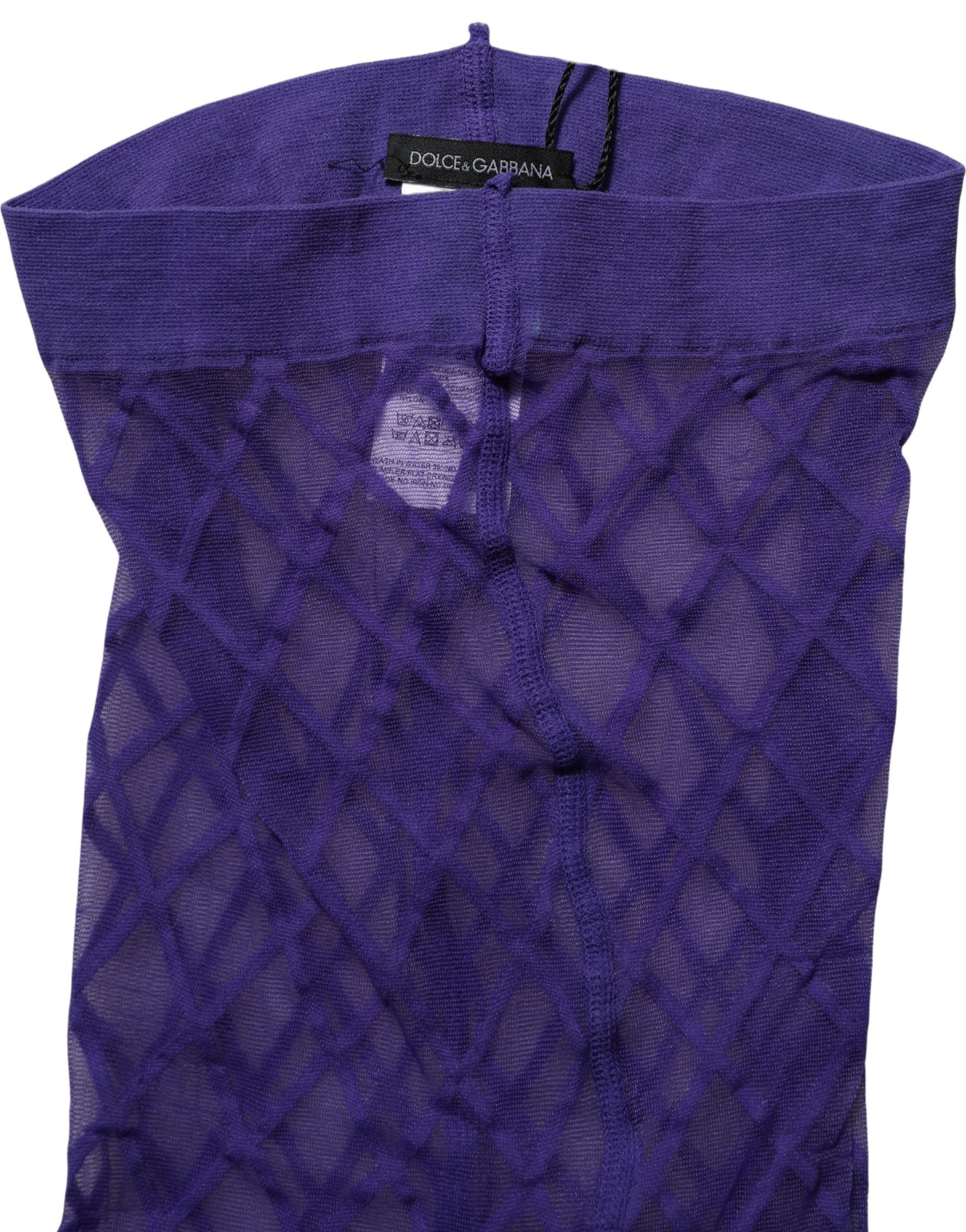 Dolce & Gabbana Purple Nylon Fishnet Pantyhose Stockings Socks