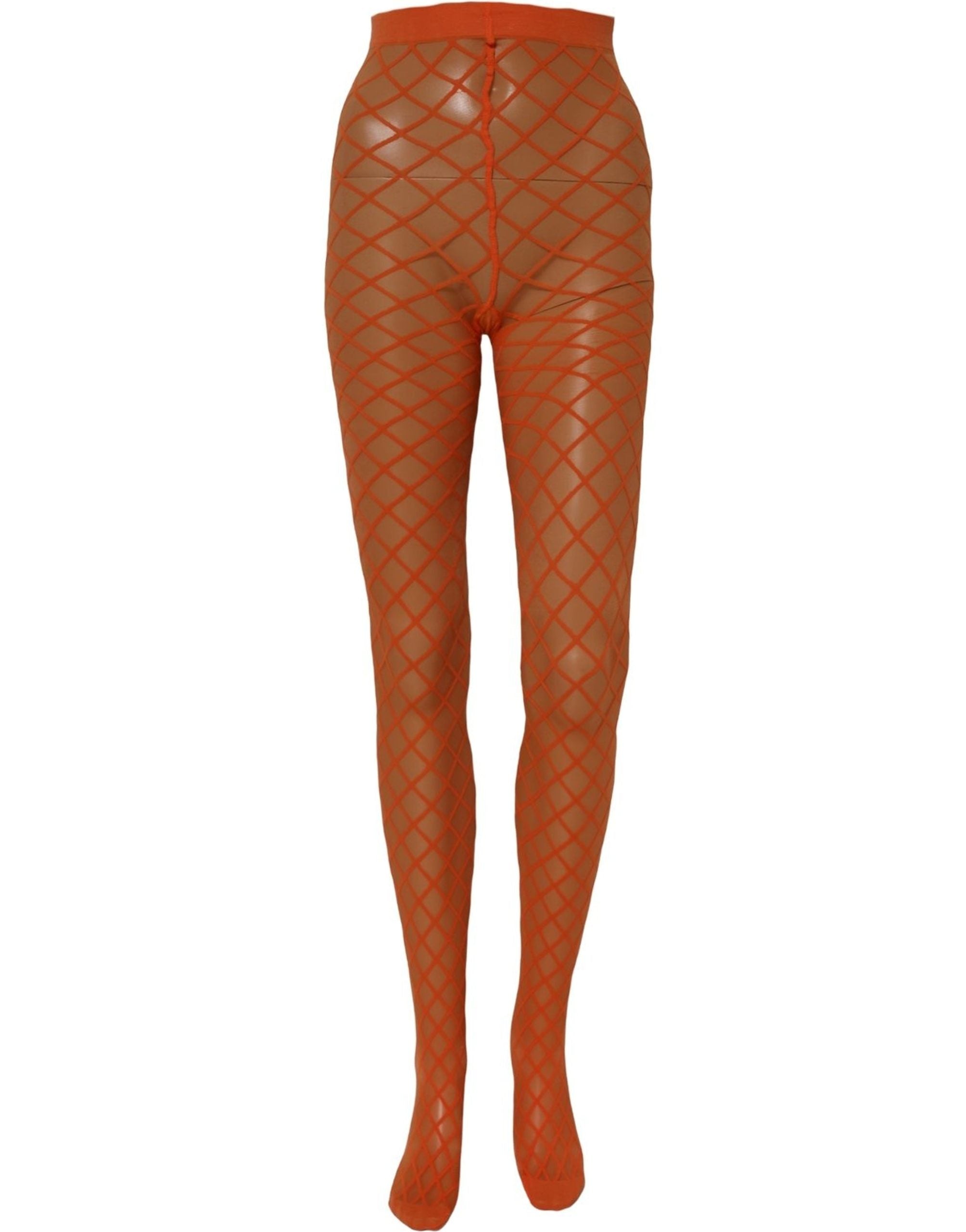 Dolce & Gabbana Orange Nylon Fishnet Pantyhose Stockings Socks
