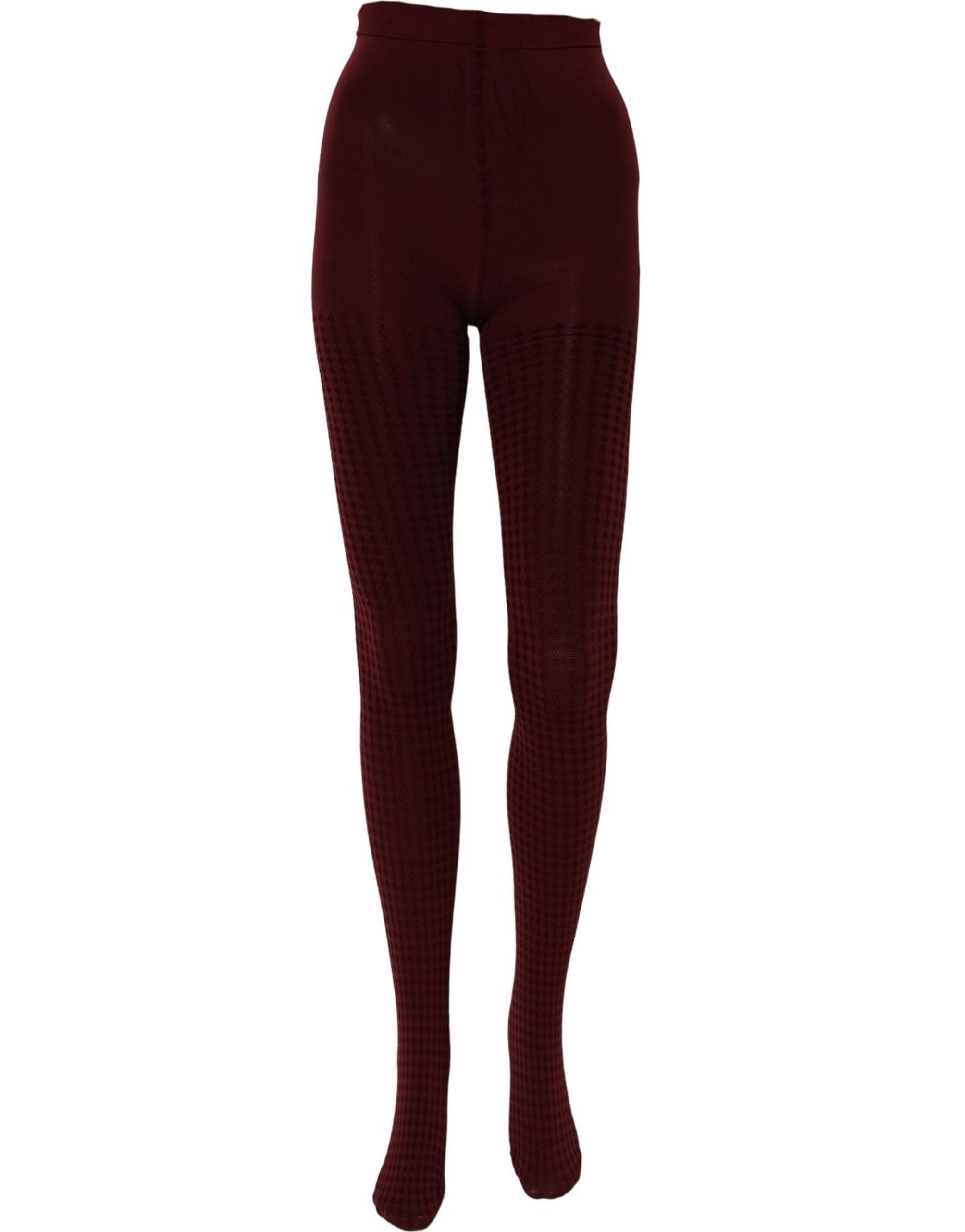 Dolce & Gabbana Burgundy Nylon Fishnet Pantyhose Stockings Socks