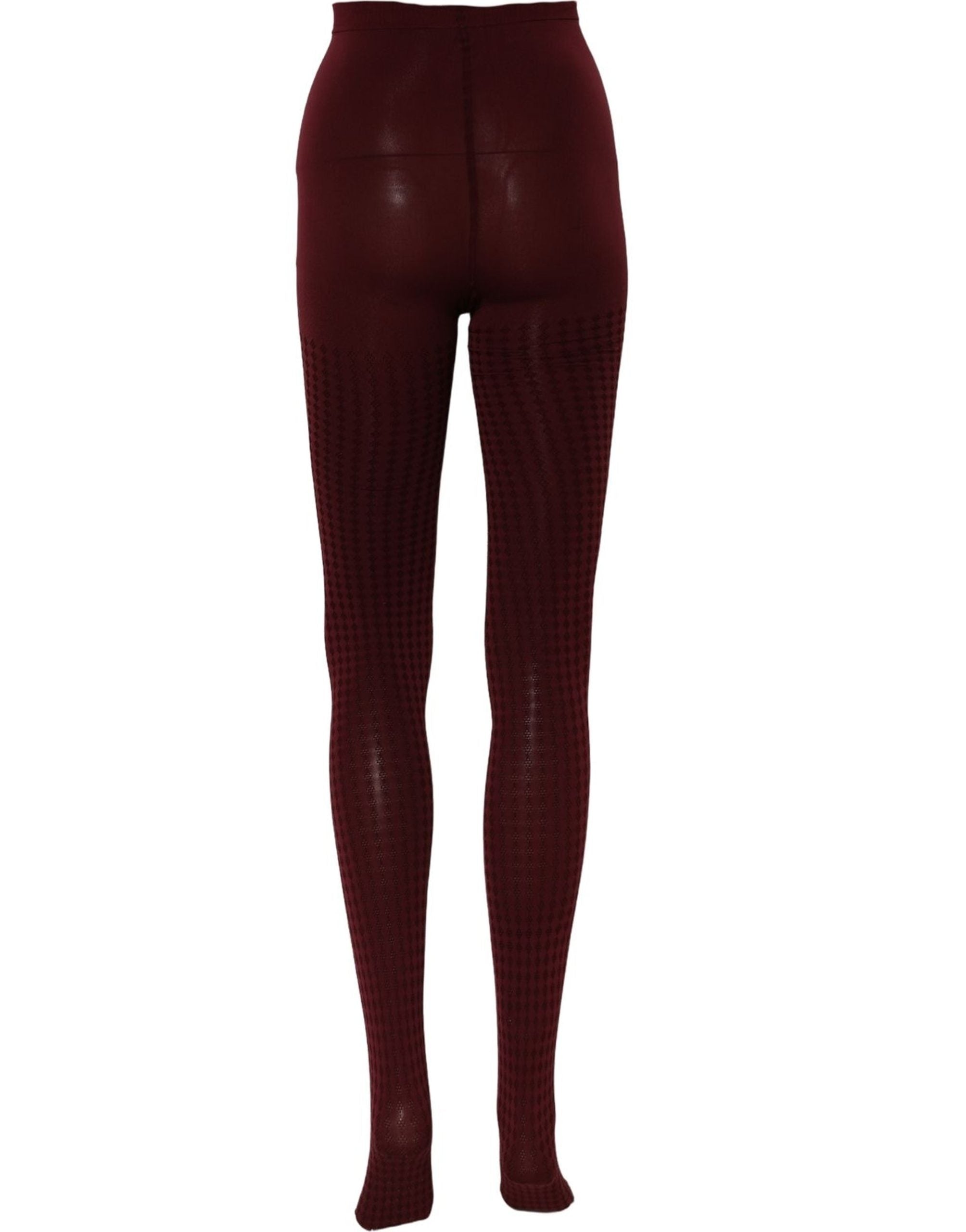 Dolce & Gabbana Burgundy Nylon Fishnet Pantyhose Stockings Socks