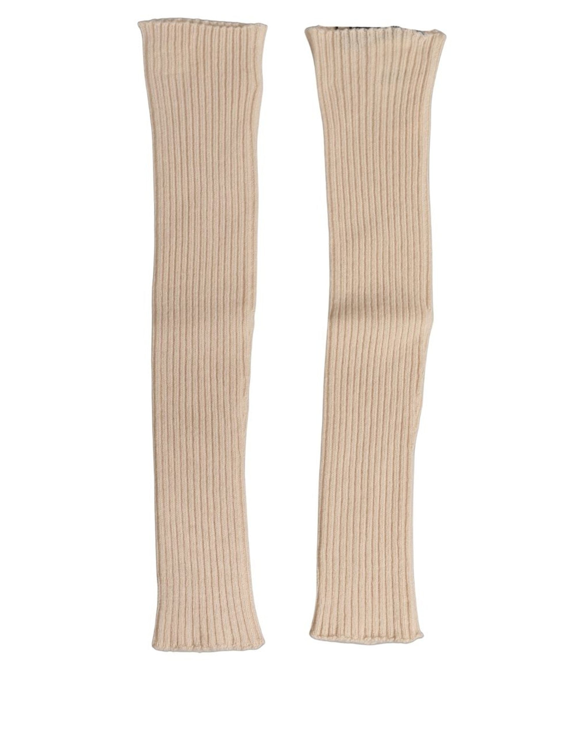 Dolce & Gabbana Camel Brown Cashmere Knit Arm Warmer Gloves