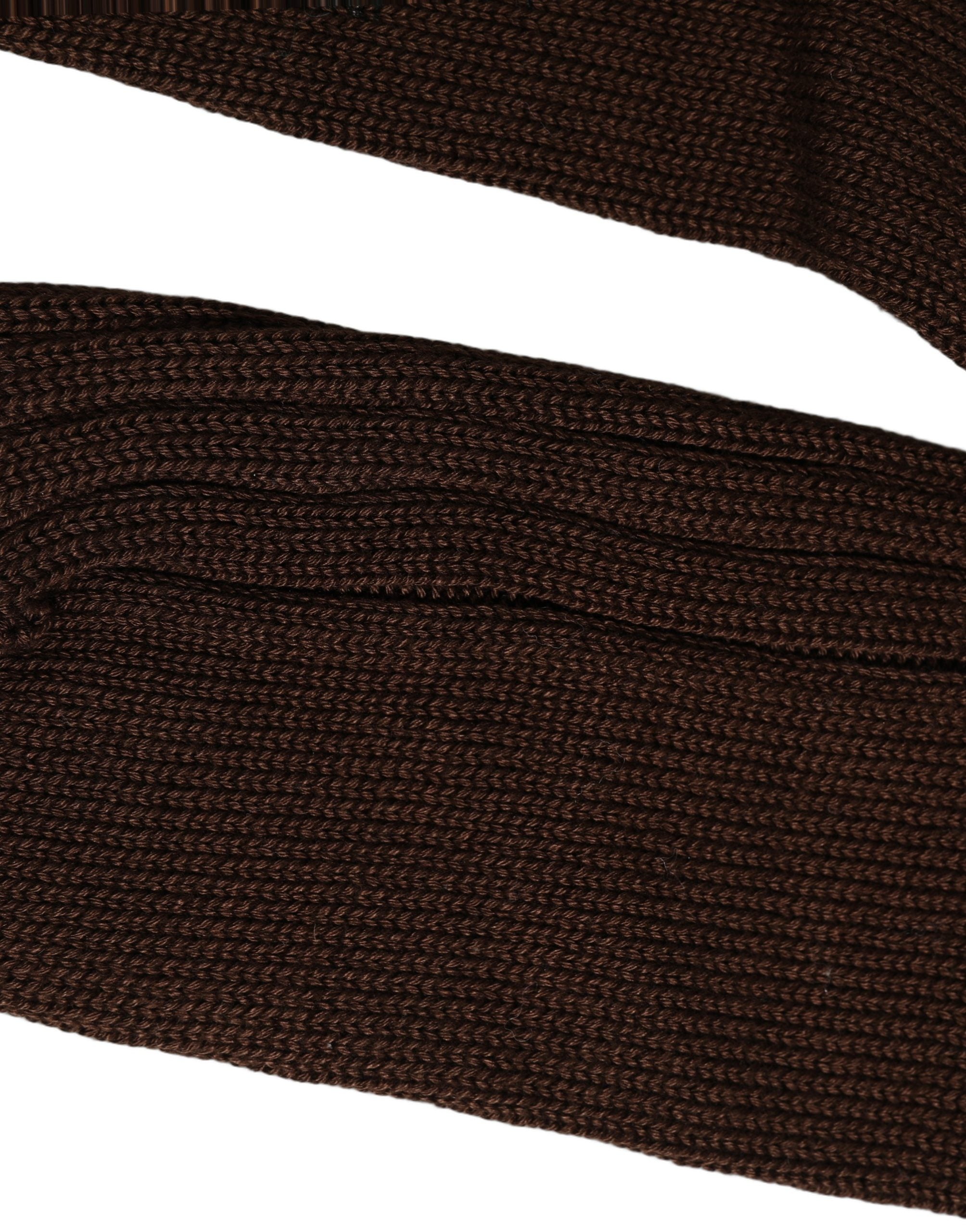Dolce & Gabbana Dark Brown Nylon Ribbed Over The Calf Socks