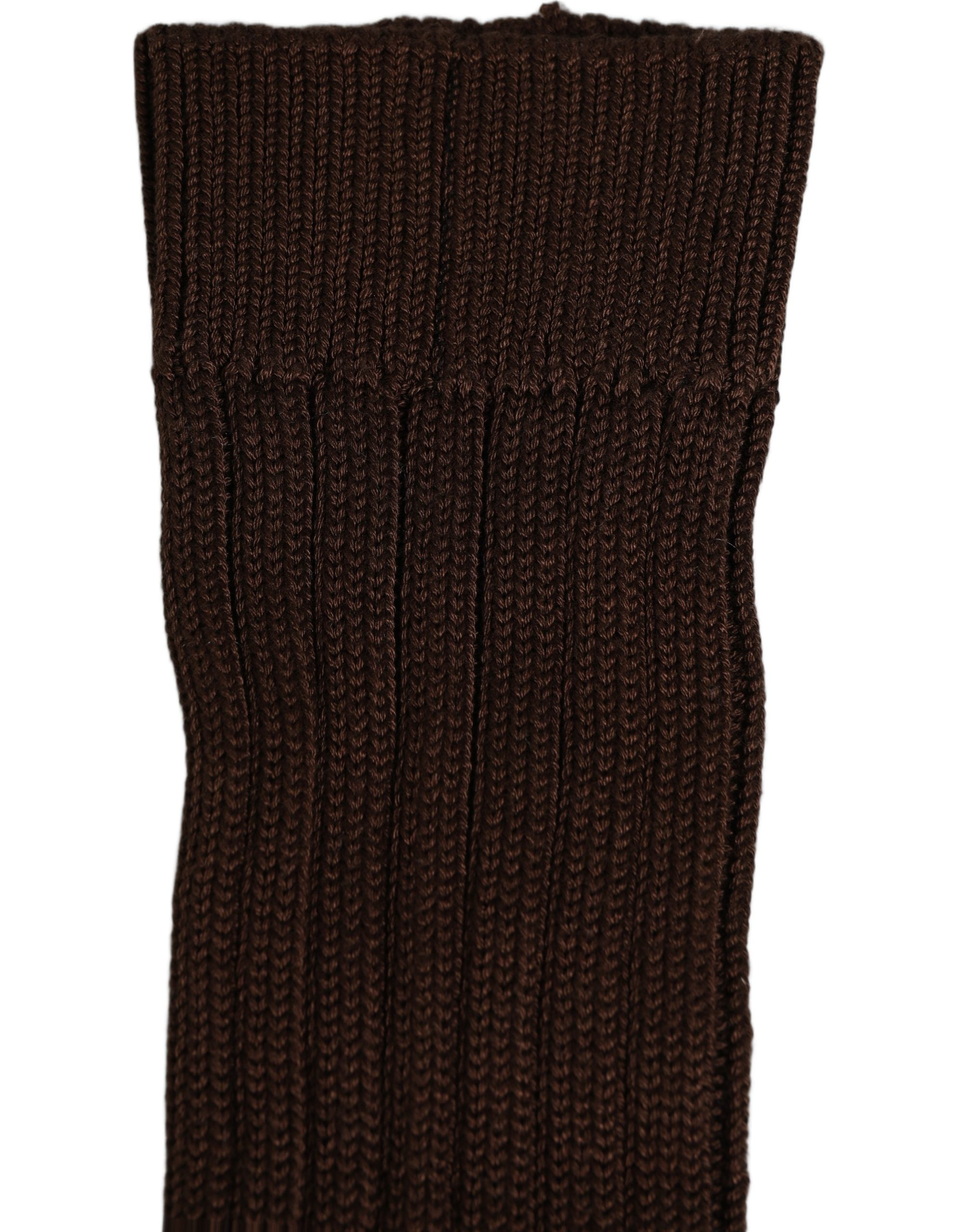 Dolce & Gabbana Dark Brown Nylon Ribbed Over The Calf Socks