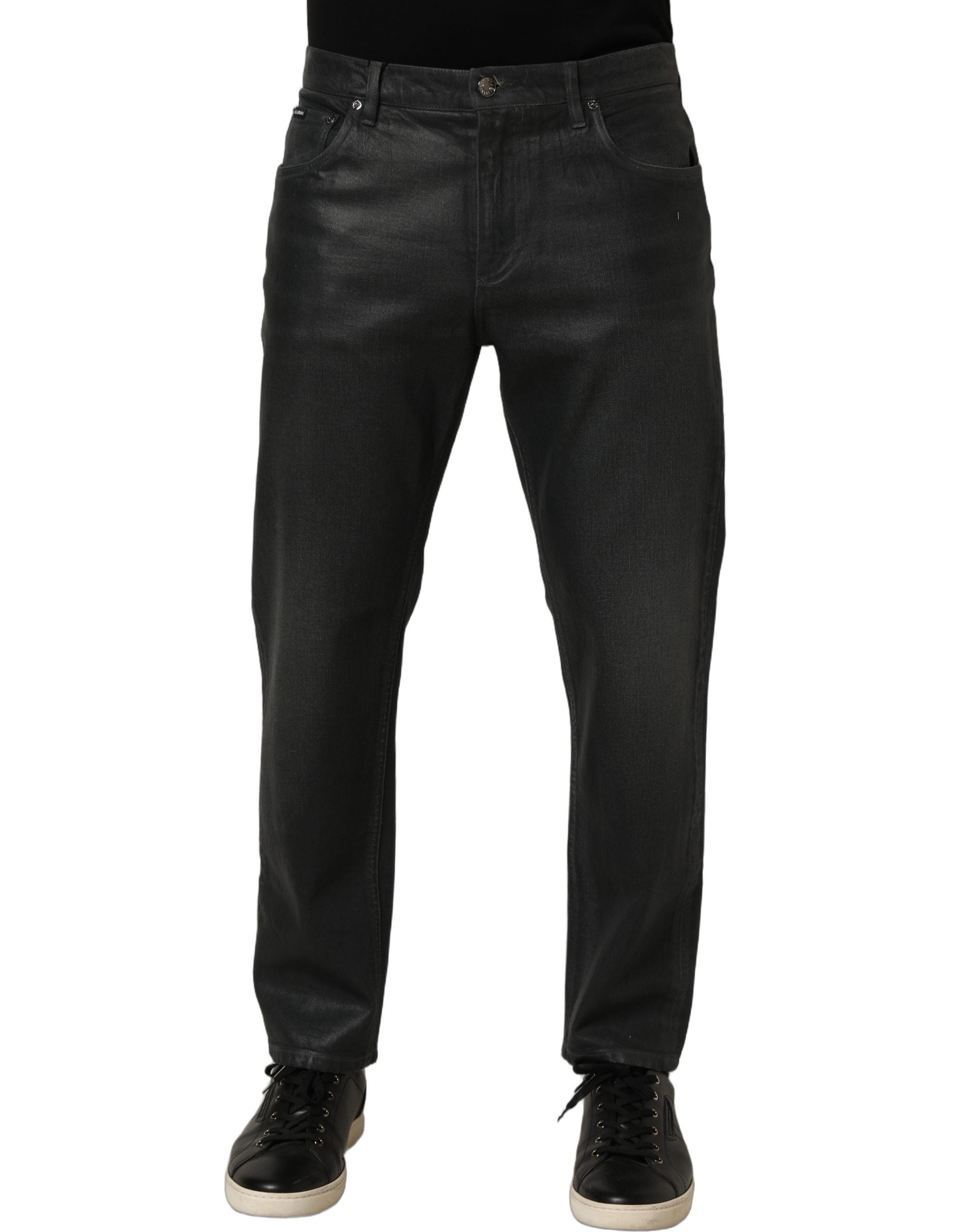 Dolce & Gabbana Dark Gray Cotton Loose Fit Men Denim Jeans