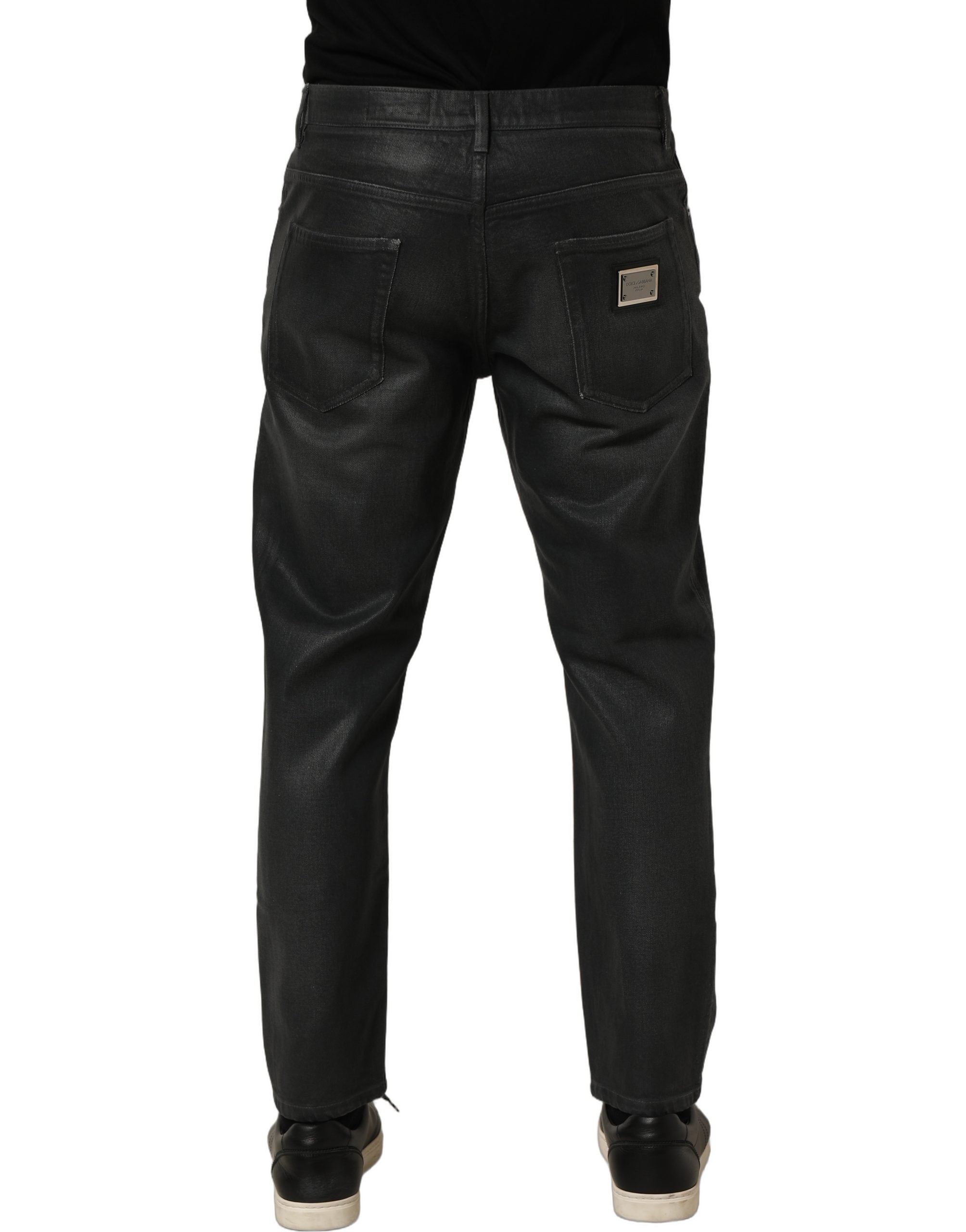 Dolce & Gabbana Dark Gray Cotton Loose Fit Men Denim Jeans