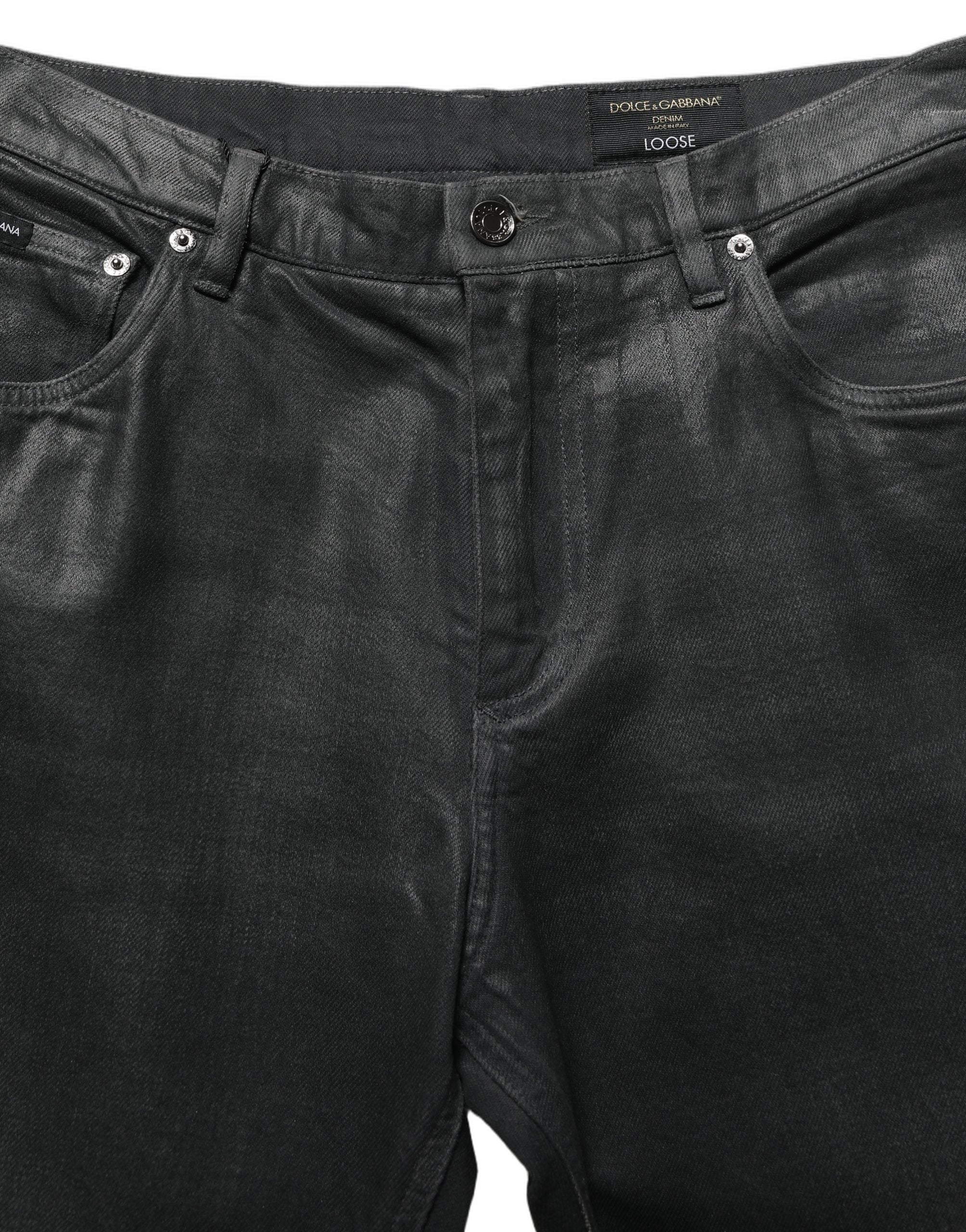 Dolce & Gabbana Dark Gray Cotton Loose Fit Men Denim Jeans