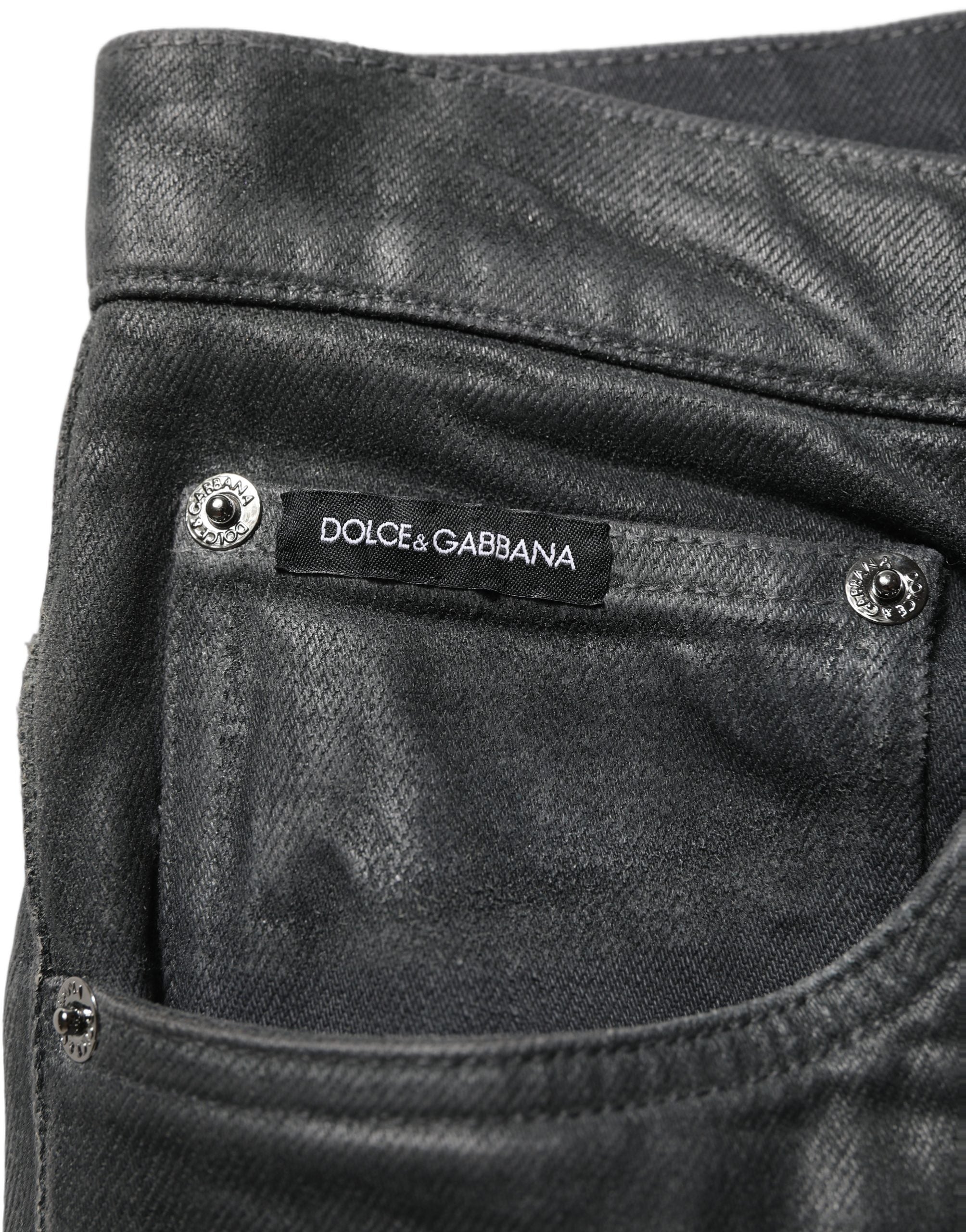 Dolce & Gabbana Dark Gray Cotton Loose Fit Men Denim Jeans